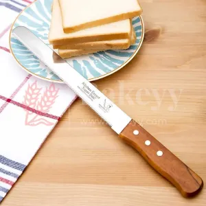 8 Inch| Bread Knife | Wide Teeth Wooden Handle | Stainless Steel | 1 Piece