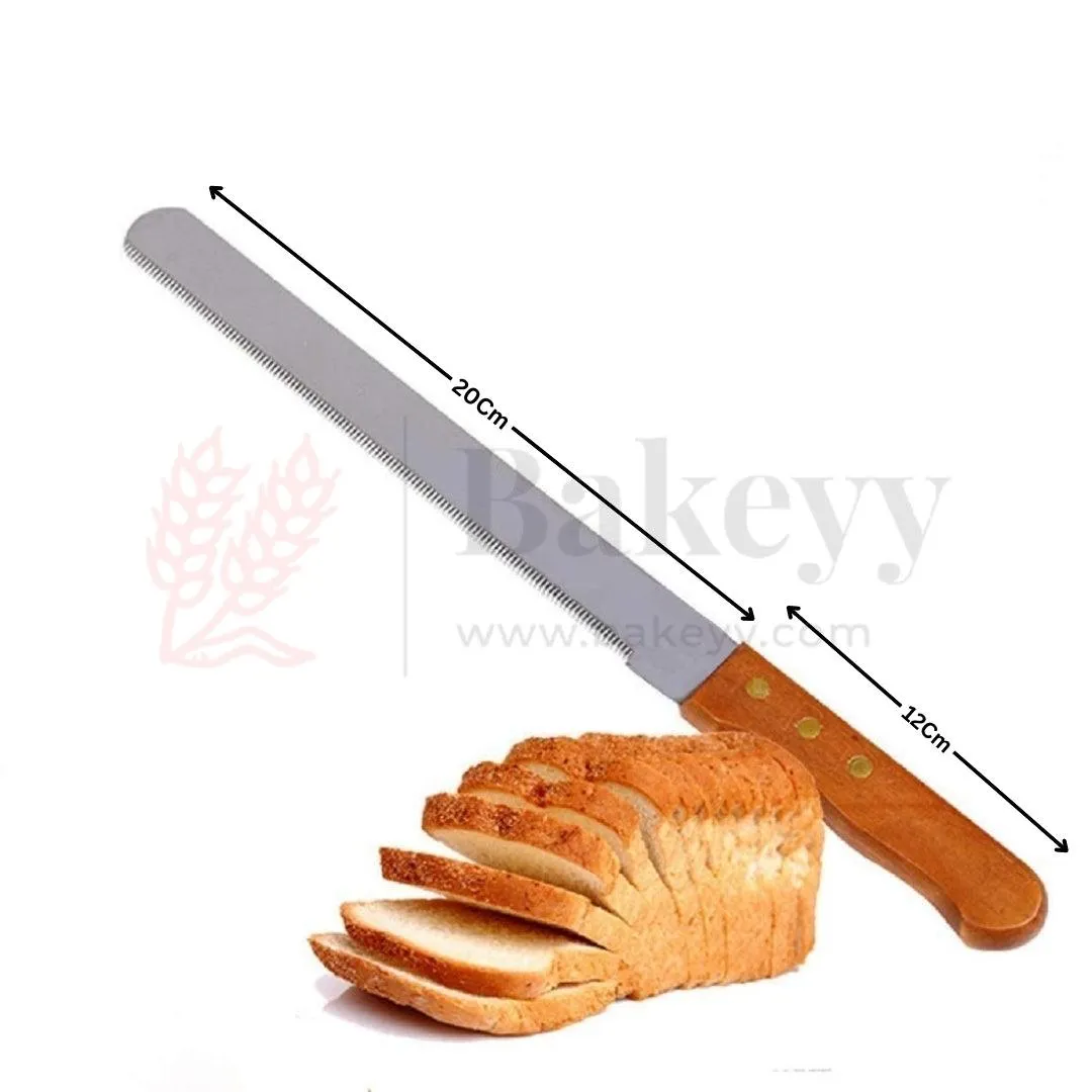8 Inch| Bread Knife | Wide Teeth Wooden Handle | Stainless Steel | 1 Piece