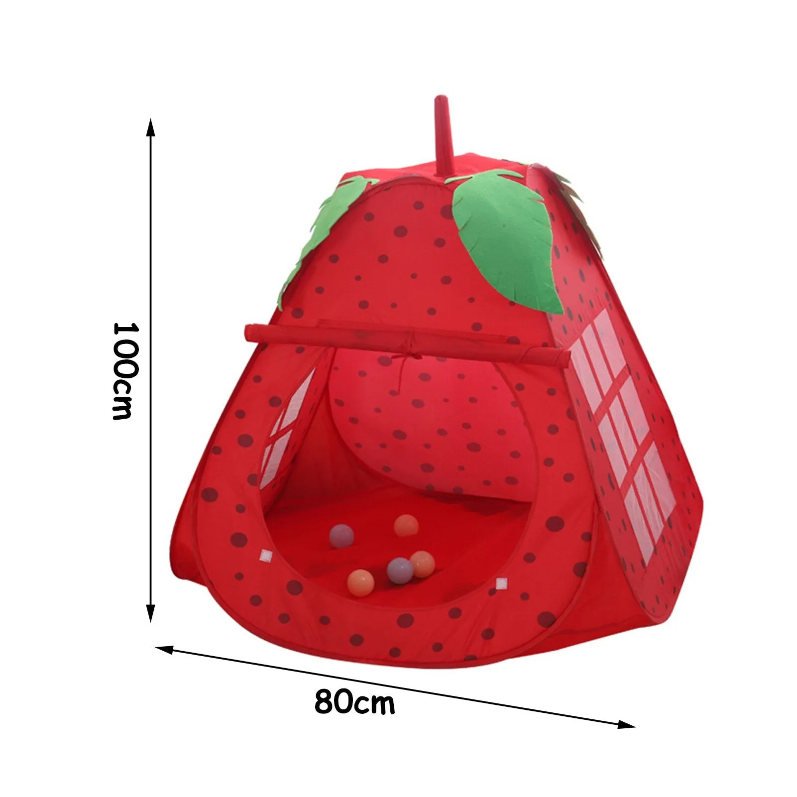 80xx80x100cm Kid Tent Children Indoor Tent Toy Non-toxic Pretend Play Fun Ball Pool Cute Strawberry Color For Girls Kids Gifts
