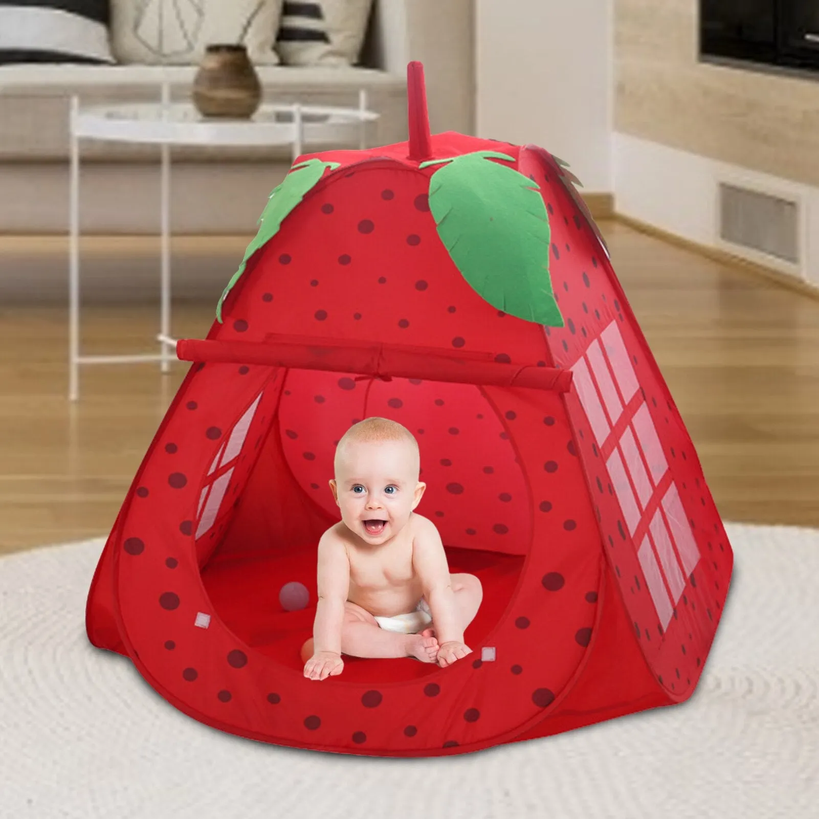 80xx80x100cm Kid Tent Children Indoor Tent Toy Non-toxic Pretend Play Fun Ball Pool Cute Strawberry Color For Girls Kids Gifts