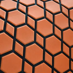 94.5"X37.7" Diamonds and Hexagons EVA Self-Adhesive Boat Flooring and Decorative Fish for Yacht Pool Boat Flooring Sheet Thick Non-Skid mat (Orange and Black, 98.4"X43.31")