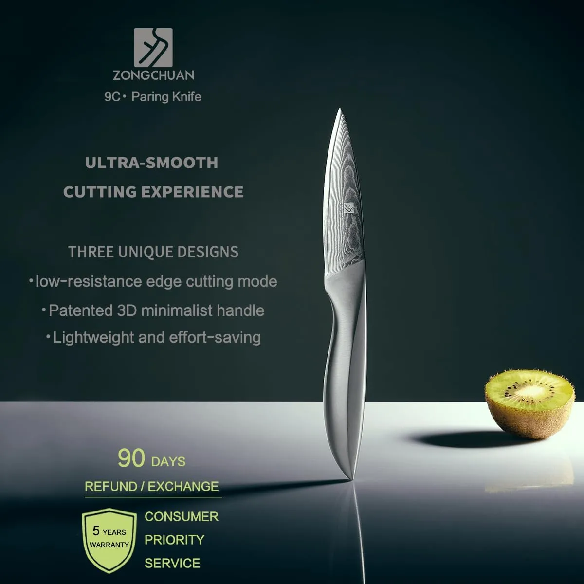9C Damascus Steel Paring Knife, 3.5 Inch Small Kitchen Knife,Precision Cutting Kitchen Tool for Effortless Slicing,Peeling, and Trimming,9CR18MOV Stainless Steel Blade,Love's Gift Box