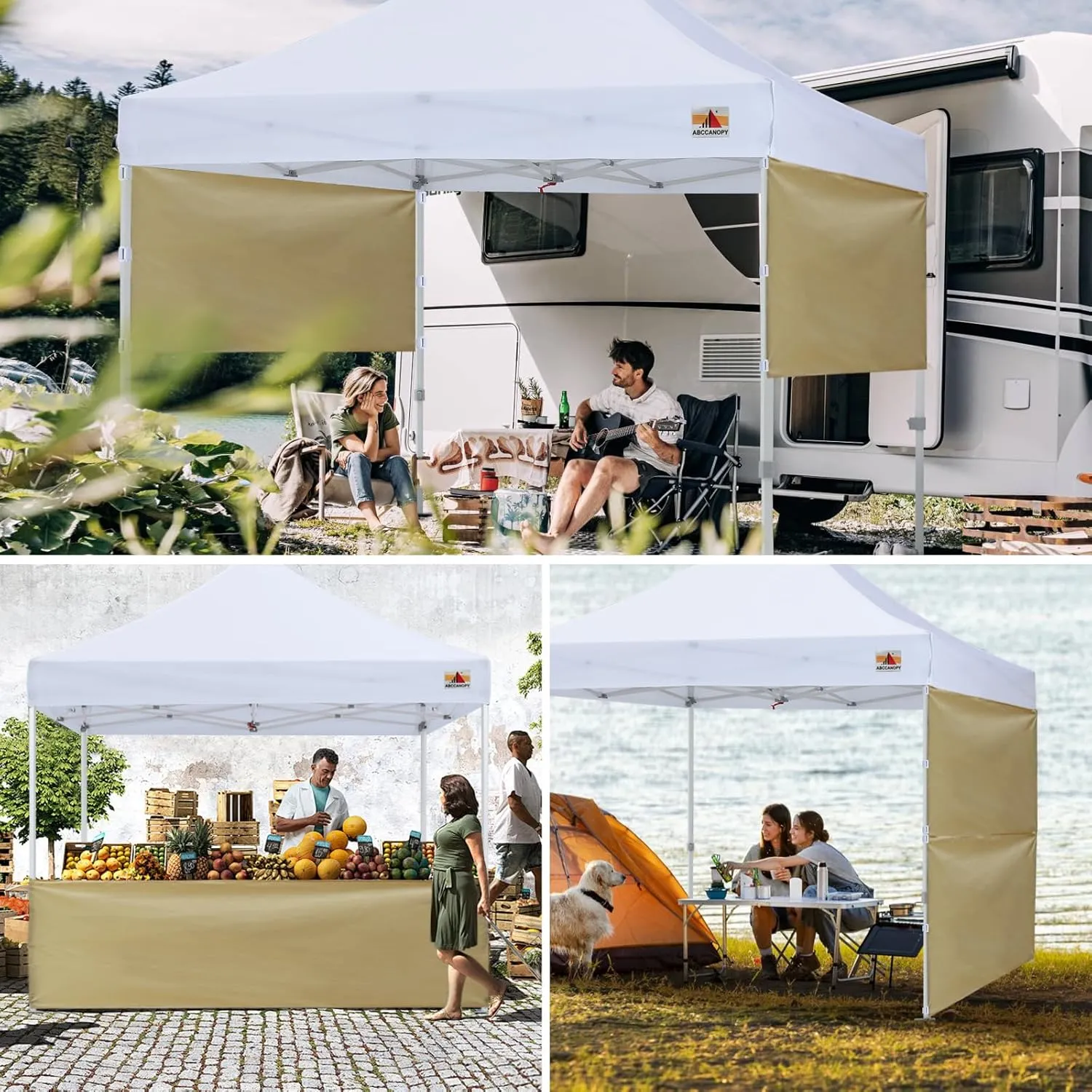 ABCCANOPY Half Walls for Pop Up Canopy Tent, 2 Packs, Beige