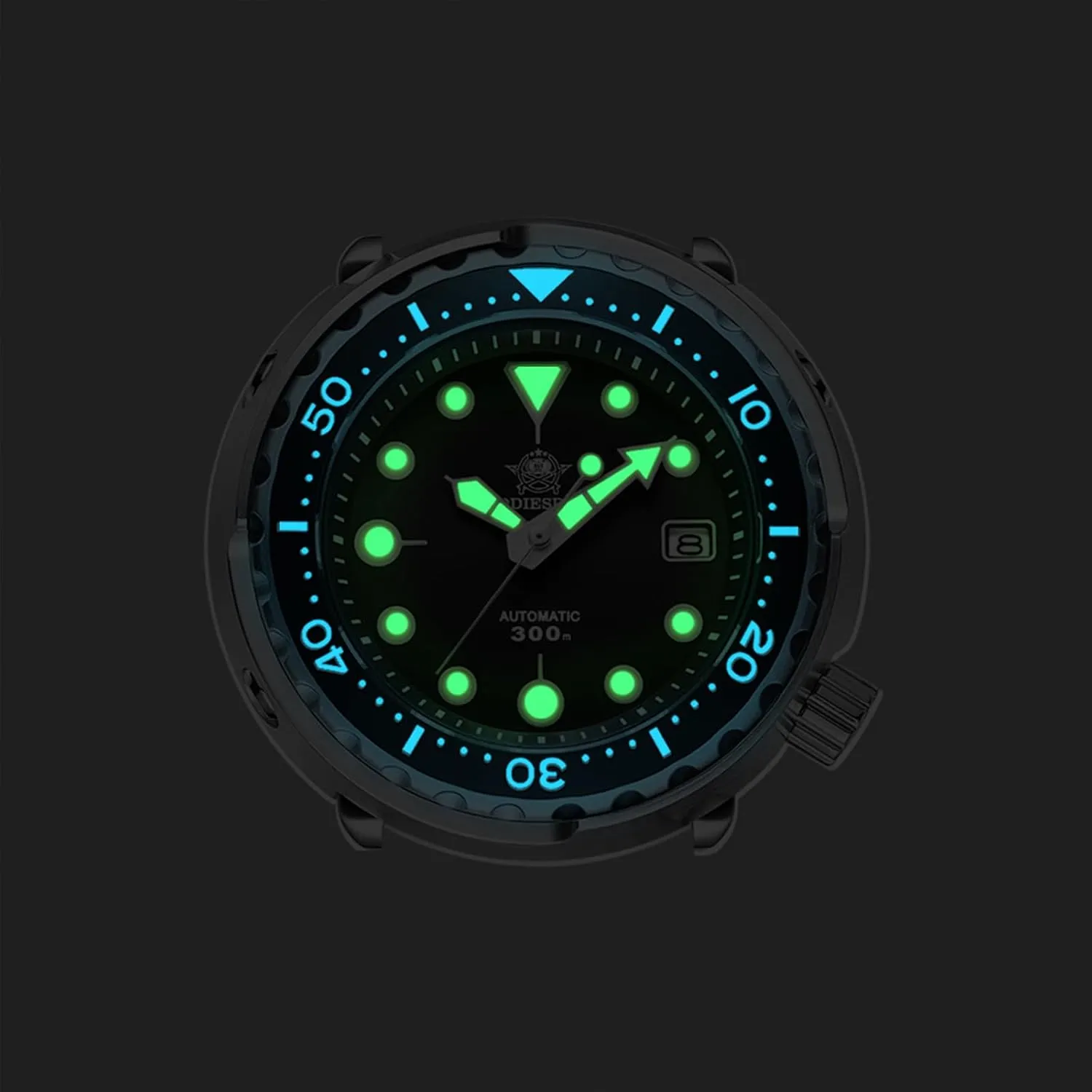 ADDIESDIVE Diver Watches for Men Large Automatic Wristwatch Nh35 Waterproof 300 M Luminescent Chromalight Big Dial My-H5
