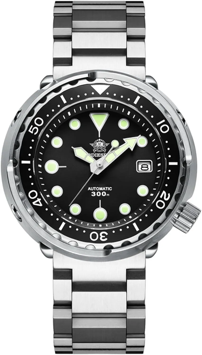 ADDIESDIVE Diver Watches for Men Large Automatic Wristwatch Nh35 Waterproof 300 M Luminescent Chromalight Big Dial My-H5
