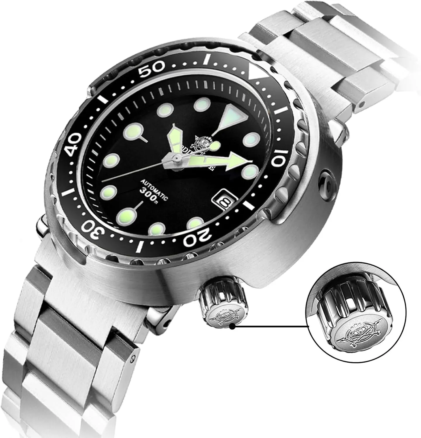 ADDIESDIVE Diver Watches for Men Large Automatic Wristwatch Nh35 Waterproof 300 M Luminescent Chromalight Big Dial My-H5