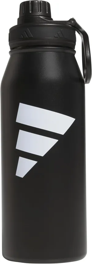 adidas 1 Liter (32 oz) Metal Water Bottle, Hot/Cold Double-Walled Insulated 18/8 Stainless Steel, Black/White/2, 32 Ounces