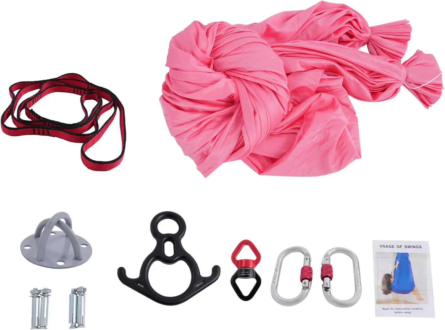 Aerial Yoga Hammock Aerial Yoga Swing Sling with Install Accessories Aerial-Silk Starter Kit Hammock Practice Kit for Pilates, Inversions, Stretching 440.92lbs Capacity