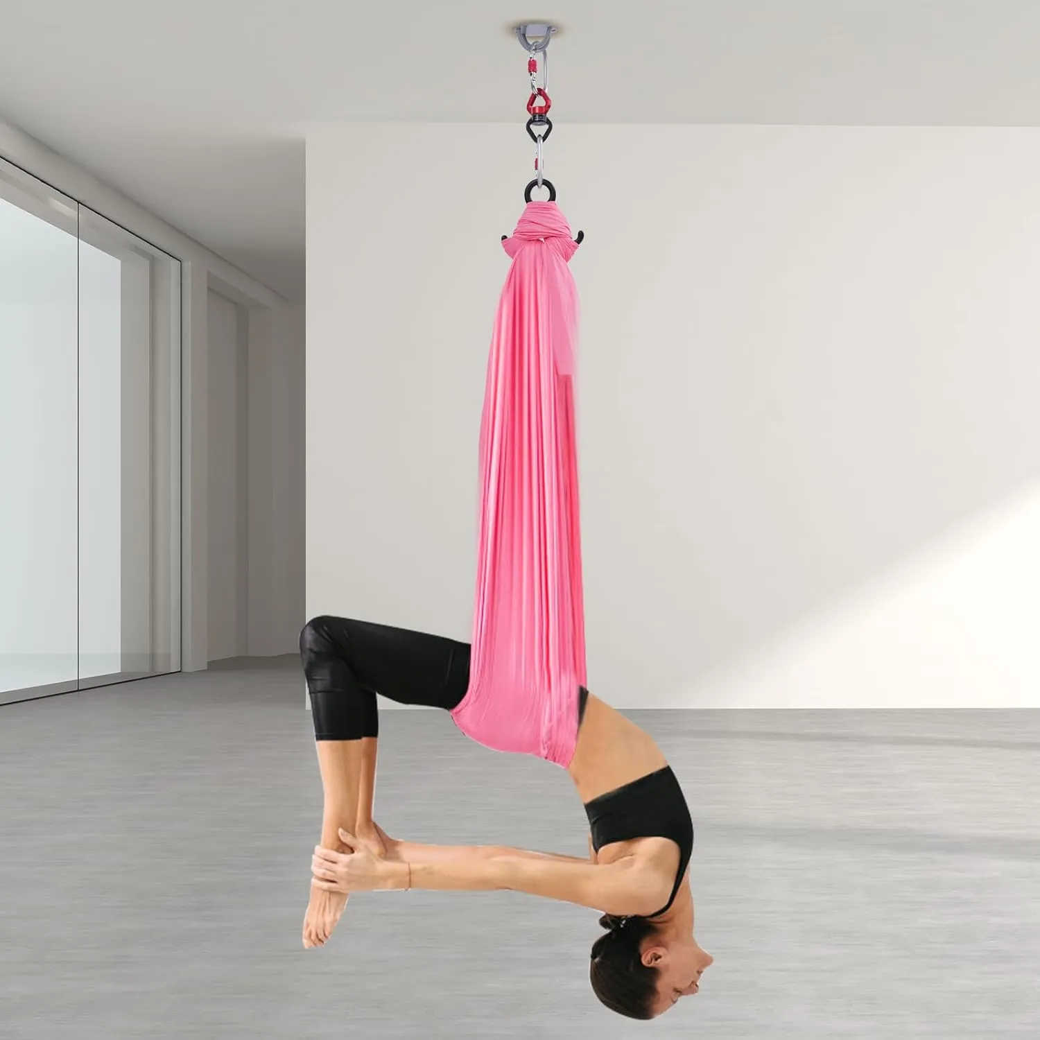 Aerial Yoga Hammock Aerial Yoga Swing Sling with Install Accessories Aerial-Silk Starter Kit Hammock Practice Kit for Pilates, Inversions, Stretching 440.92lbs Capacity