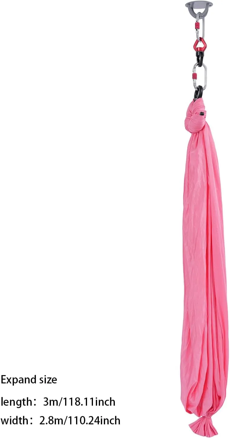 Aerial Yoga Hammock Aerial Yoga Swing Sling with Install Accessories Aerial-Silk Starter Kit Hammock Practice Kit for Pilates, Inversions, Stretching 440.92lbs Capacity