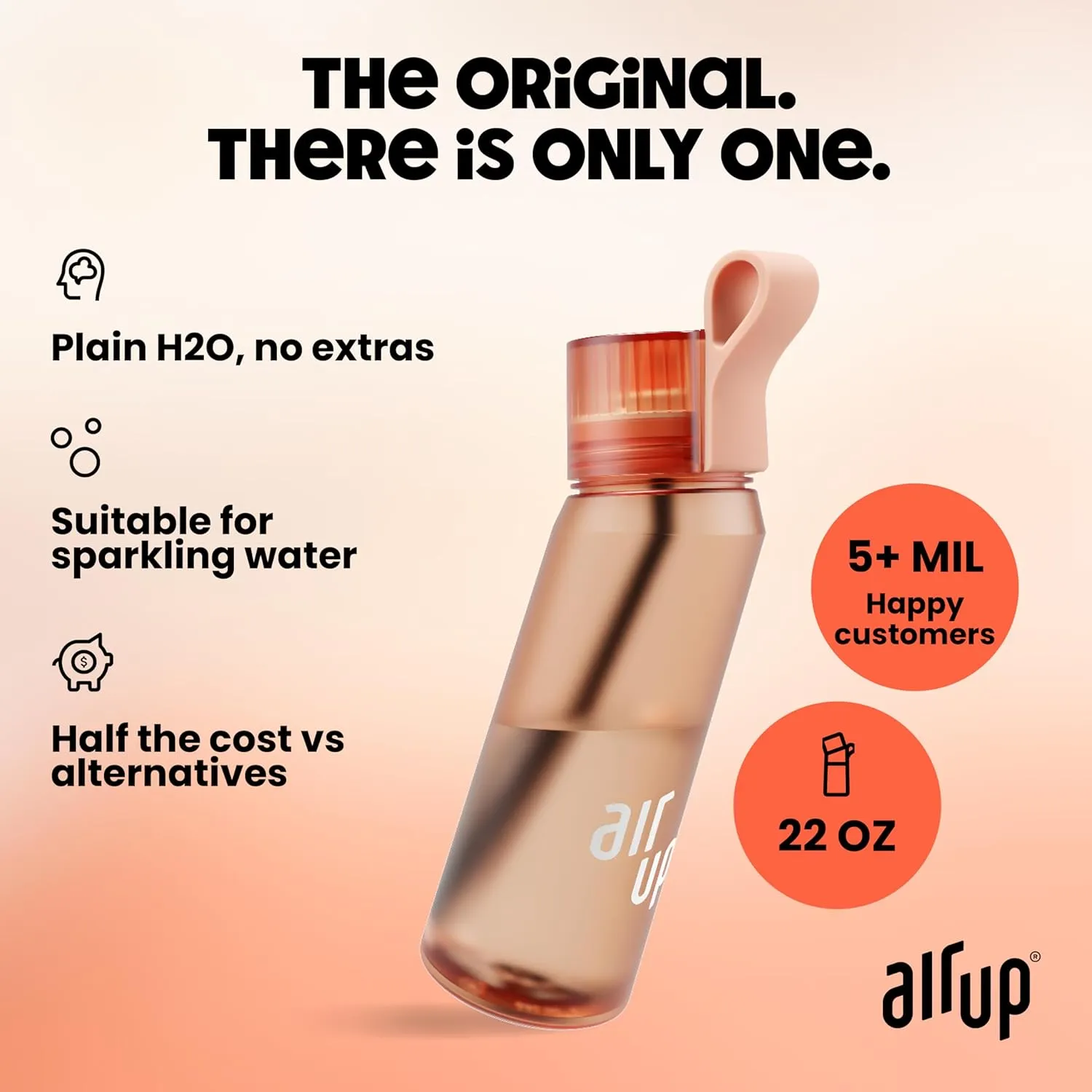 air up® water bottle (22 oz) for school, sports, gym | includes 5 scent pods & straw | flavored bottle in orange – also for kids, boys, girls | no calories, sugar-free and suitable for carbonation