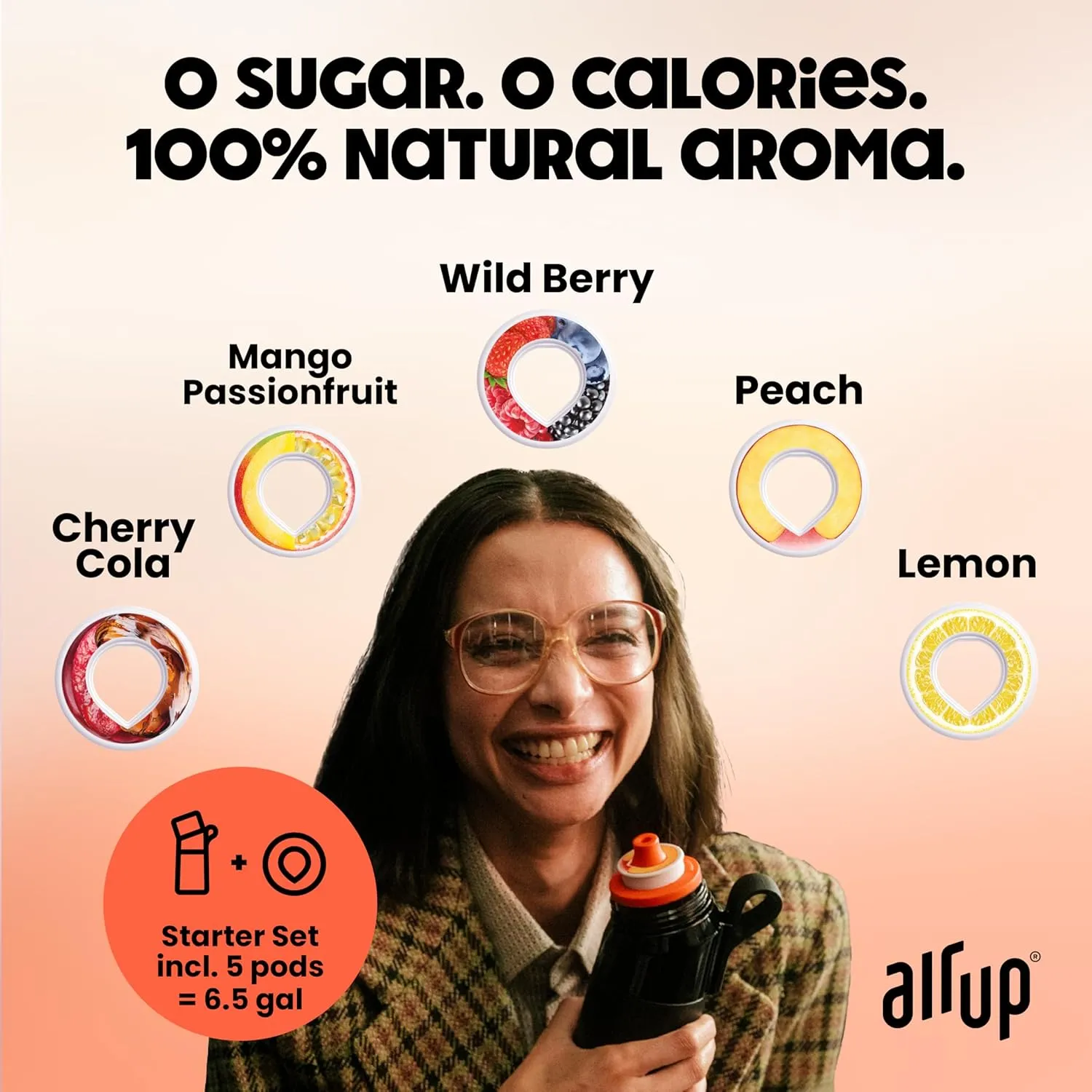 air up® water bottle (22 oz) for school, sports, gym | includes 5 scent pods & straw | flavored bottle in orange – also for kids, boys, girls | no calories, sugar-free and suitable for carbonation