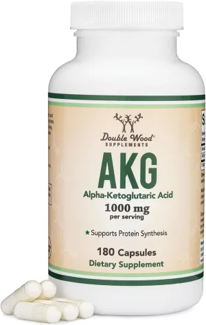 AKG Supplement (Alpha Ketoglutaric Acid) 1,000mg Per Serving (180 Capsules) Different and May Be More Effective Than AAKG (Recently Studied for Healthy Aging Properties) Gluten Free by Double Wood