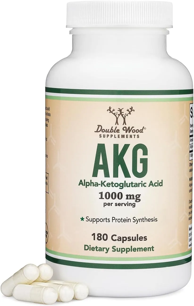 AKG Supplement (Alpha Ketoglutaric Acid) 1,000mg Per Serving (180 Capsules) Different and May Be More Effective Than AAKG (Recently Studied for Healthy Aging Properties) Gluten Free by Double Wood