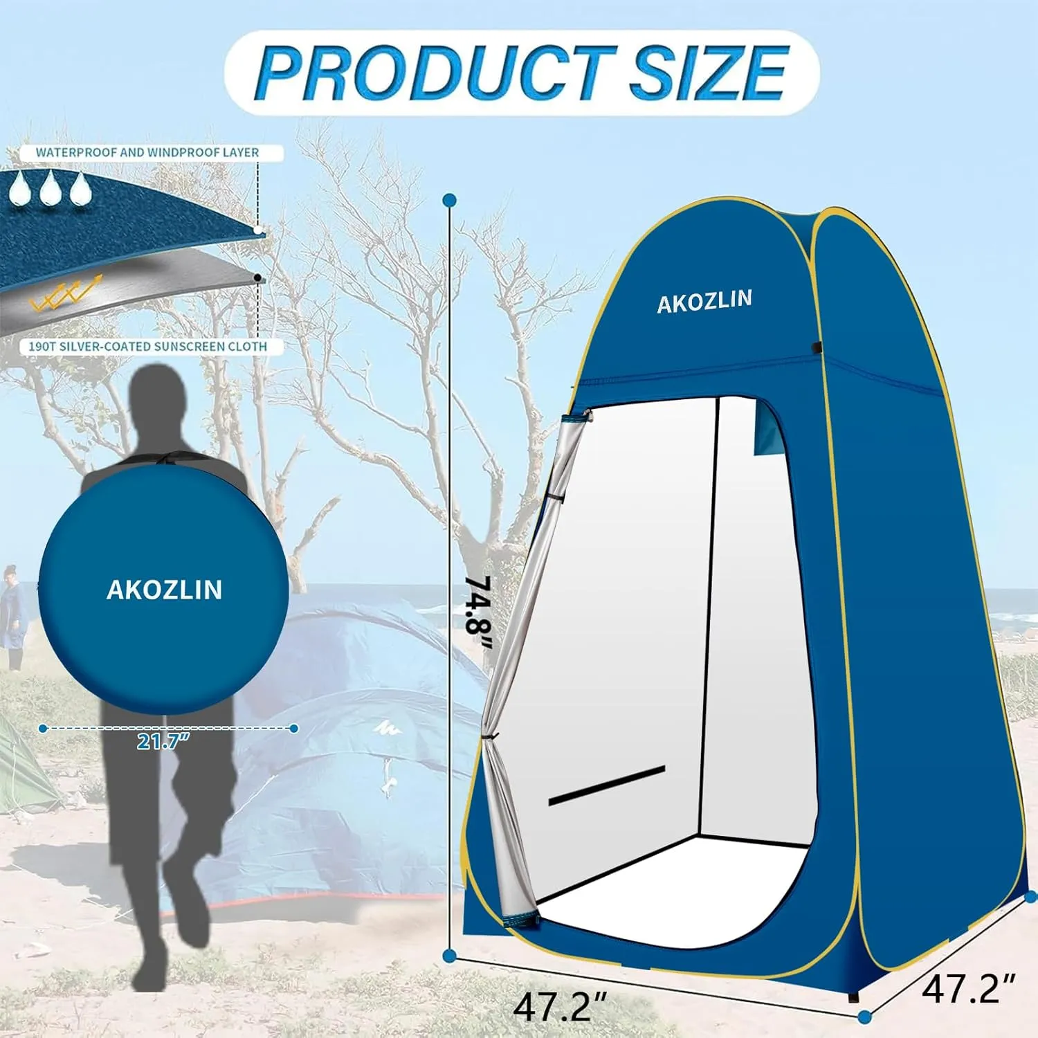 AKOZLIN Portable Pop Up Shower Tent Instant Privacy Dressing Changing Tent Outdoor Shower Room Camp Toilet Tent