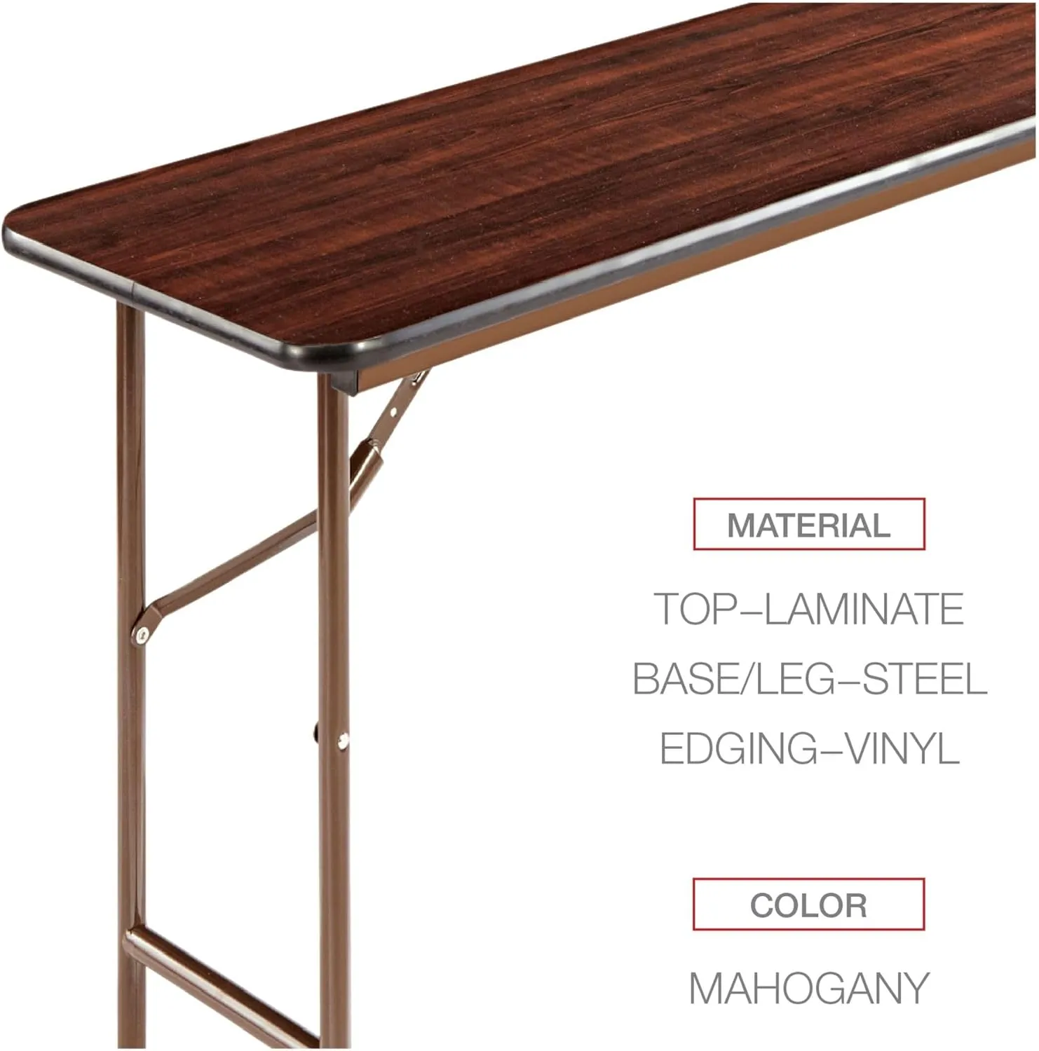 Alera FT726018MY 59.88 in. W x 17.75 in. D x 29.13 in. H Rectangular Wood Folding Table - Mahogany