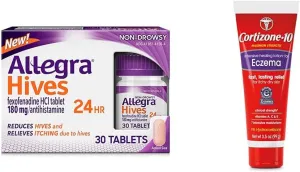 Allegra Hives Antihistamine Tablets 30-Count and Cortizone 10 Maximum Strength Eczema Lotion with Hydrocortisone 3.5 oz