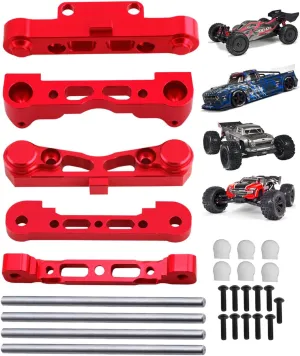 Alloy Arm Suspension Mount Upgrades Part for Arrma 1/8 kraton 6s,Outcast 6s,Typhon 6s / 1/7 Felony 6s,Infraction 6s,Aluminum Front Lower/Front Upper/Rear Lower Arm Suspension Mount,Red
