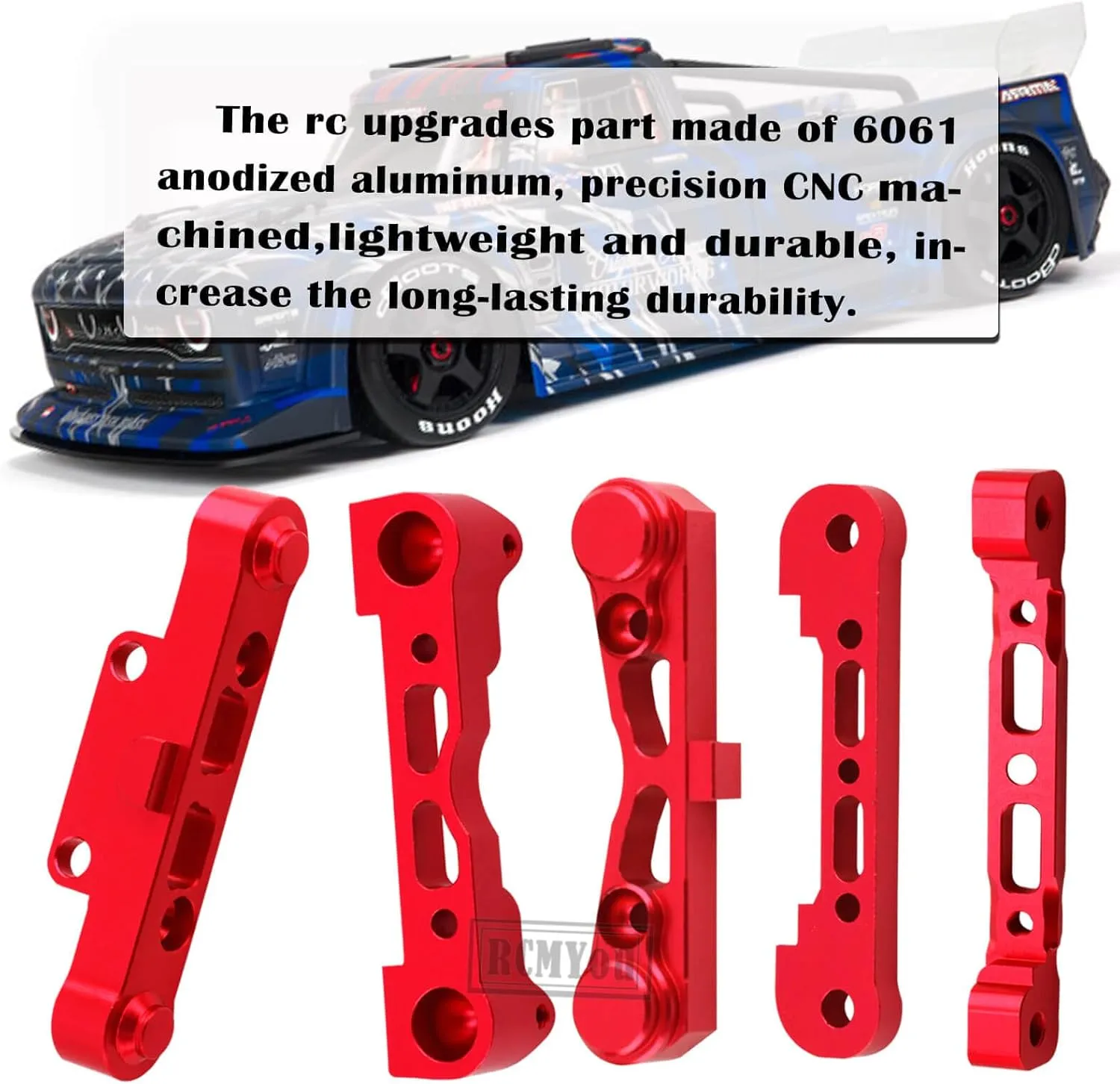 Alloy Arm Suspension Mount Upgrades Part for Arrma 1/8 kraton 6s,Outcast 6s,Typhon 6s / 1/7 Felony 6s,Infraction 6s,Aluminum Front Lower/Front Upper/Rear Lower Arm Suspension Mount,Red