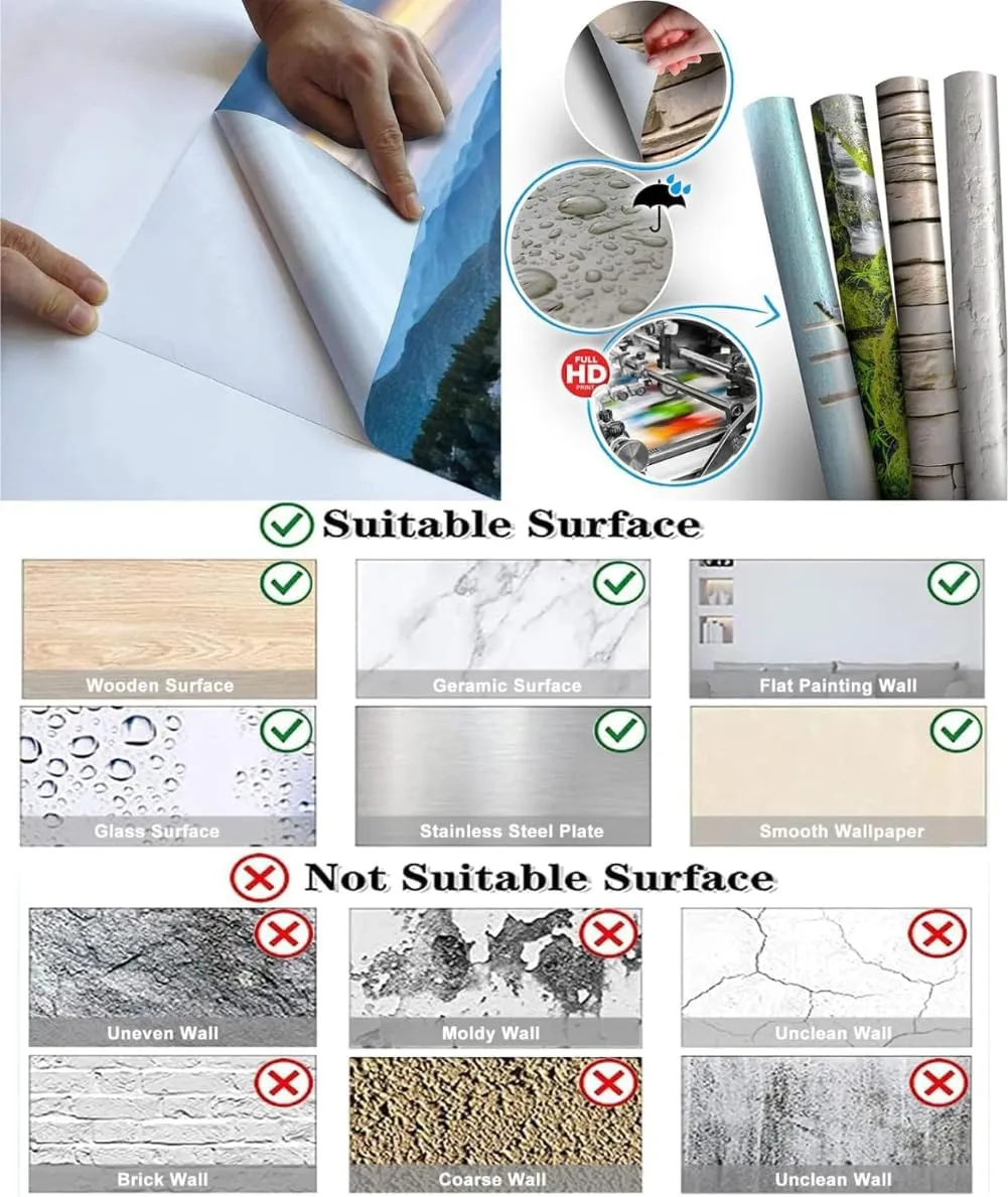 Alpine Grassland 3D Wall Sticker Mural, Natural Scenery Removable Large Self Adhesive -Peel and Stick Wall Wallpaper,Fadeless Odorless for Bedroom Home Decor,135" W x 106.3" H