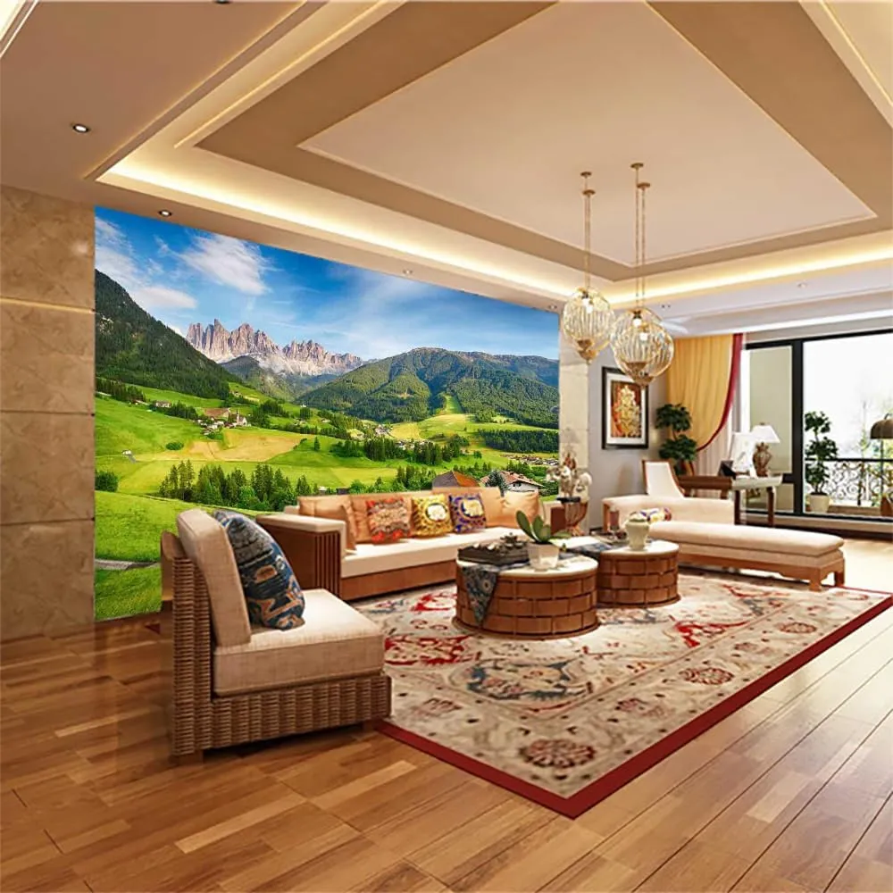 Alpine Grassland 3D Wall Sticker Mural, Natural Scenery Removable Large Self Adhesive -Peel and Stick Wall Wallpaper,Fadeless Odorless for Bedroom Home Decor,135" W x 106.3" H