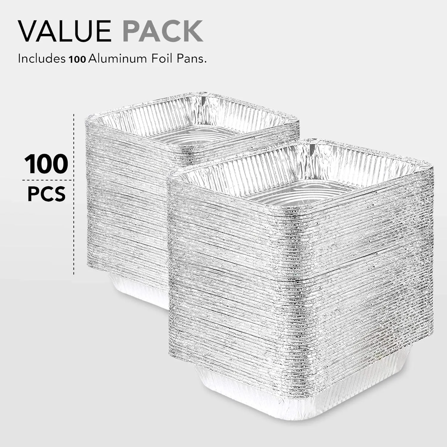 Aluminum Pans 9x13 Disposable Foil Baking Pans (100 Pack) - Half Size Steam Table Deep Pans - Tin Foil Pans Great for Cooking, Heating, Storing, Prepping Food