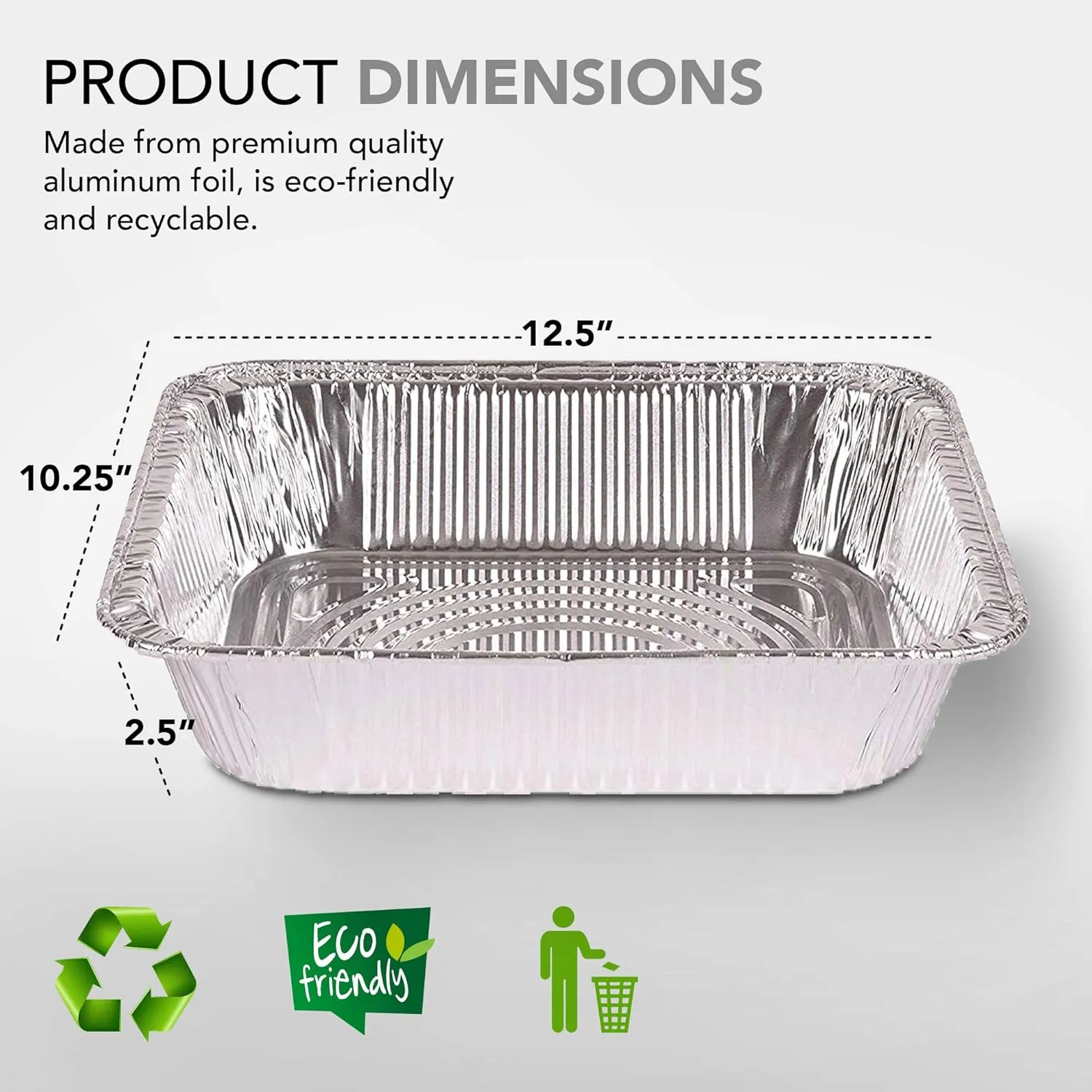 Aluminum Pans 9x13 Disposable Foil Baking Pans (100 Pack) - Half Size Steam Table Deep Pans - Tin Foil Pans Great for Cooking, Heating, Storing, Prepping Food