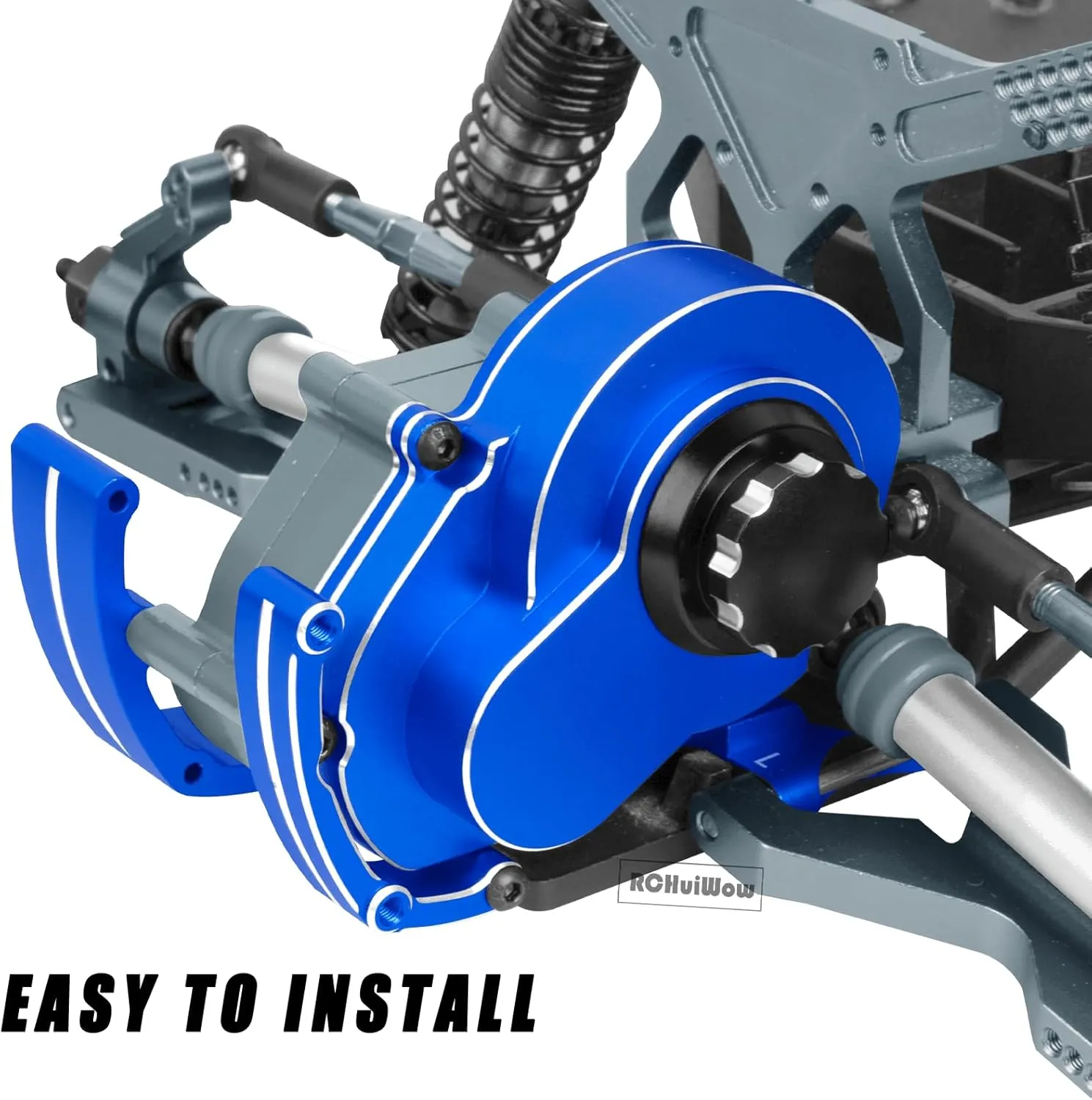 Aluminum Transmission Case Upgrades for 1/10 Slash, Rustler, Stampede, Bandit - Alloy RC Transmission Box, Navy Blue