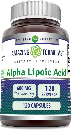 Amazing Formulas Alpha Lipoic Acid Supplement | 600 Mg per Serving | 120 Capsules | Non-GMO | Gluten-Free | Made in USA