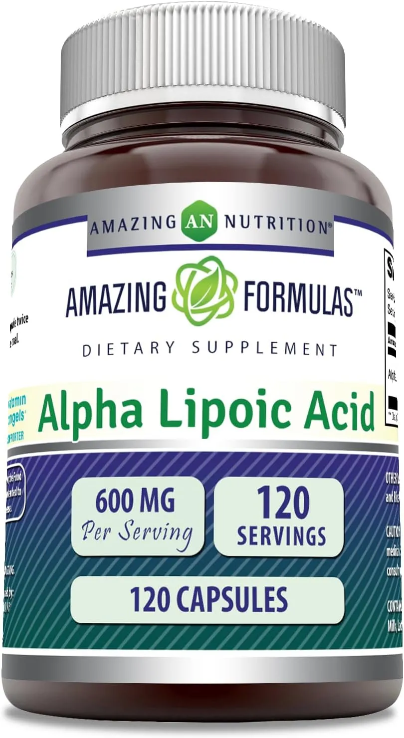 Amazing Formulas Alpha Lipoic Acid Supplement | 600 Mg per Serving | 120 Capsules | Non-GMO | Gluten-Free | Made in USA