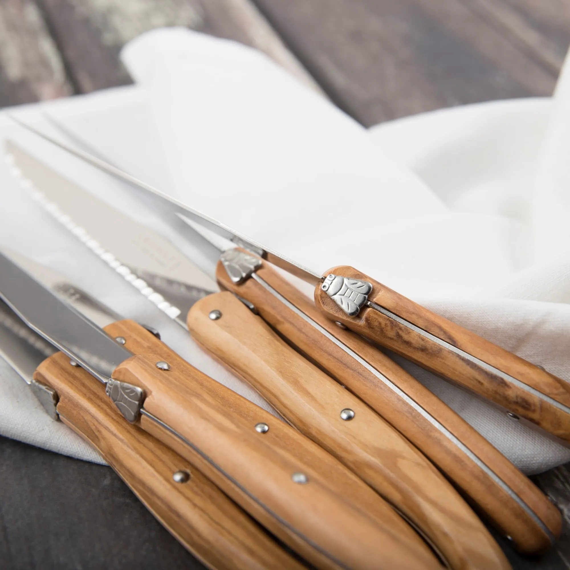 ANDRE VERDIER - DEBUTANT SERRATED KNIFE SET/6 - STAINLESS STEEL/OLIVE WOOD