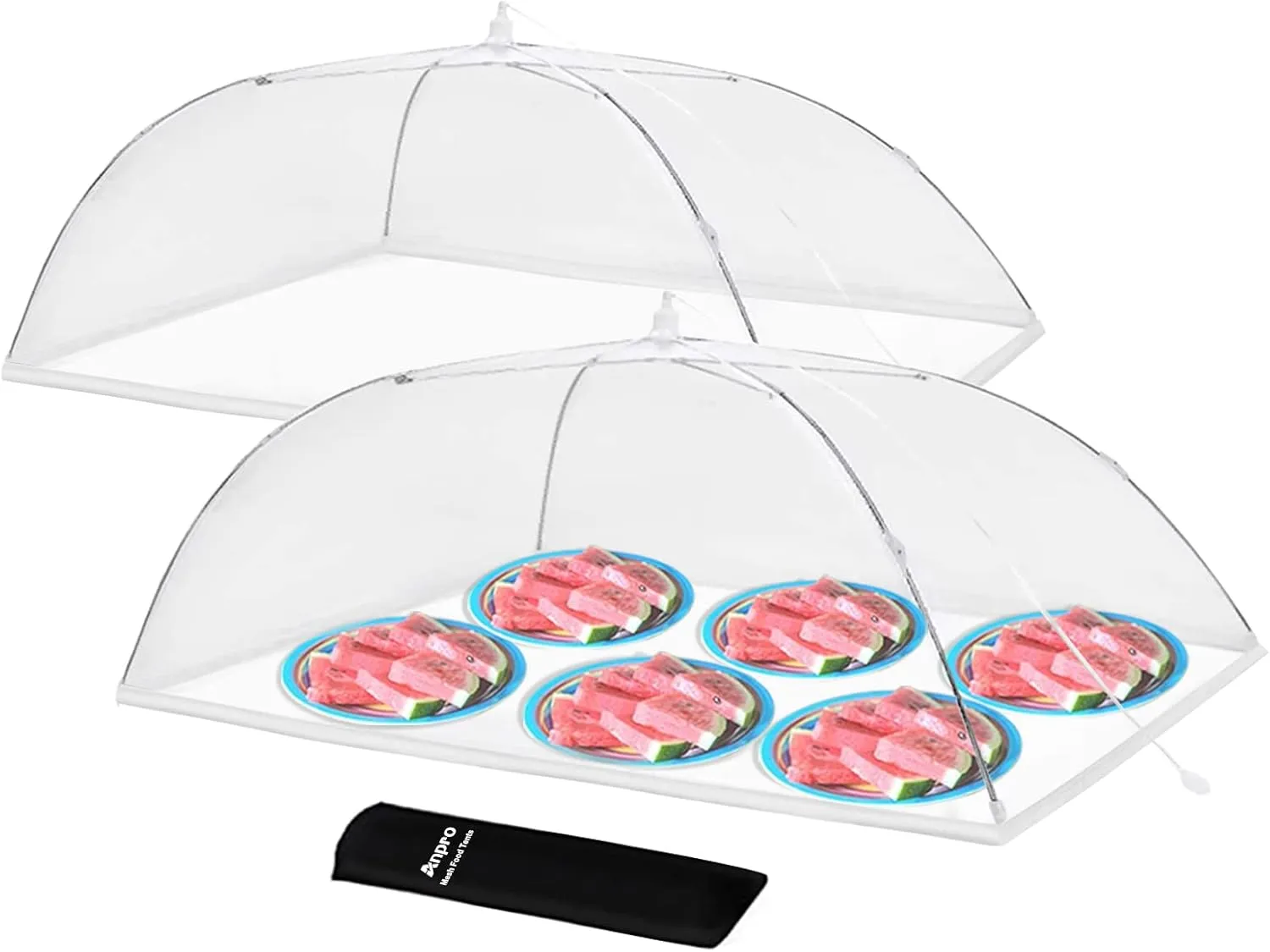 Anpro Food Cover Food Tent - Food Covers for Outside Pop-up Food Nets, 2 Extra Large (40"X25") Mesh Food Covers for Outside, Picnic Pool Party Supplies, Reusable and Collapsible, 2 Pack