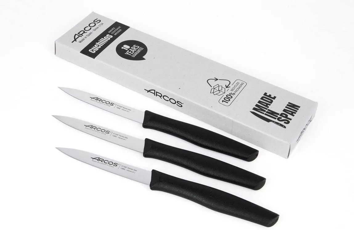 Arcos Kitchen Knife 6 Inch Nitrum Stainless Steel. 160 mm Blade. Professional Utilty Knife.Professional Kitchen Knife. Ergonomic Polyoxymethylene POM Handle. Series Kyoto. Color Black