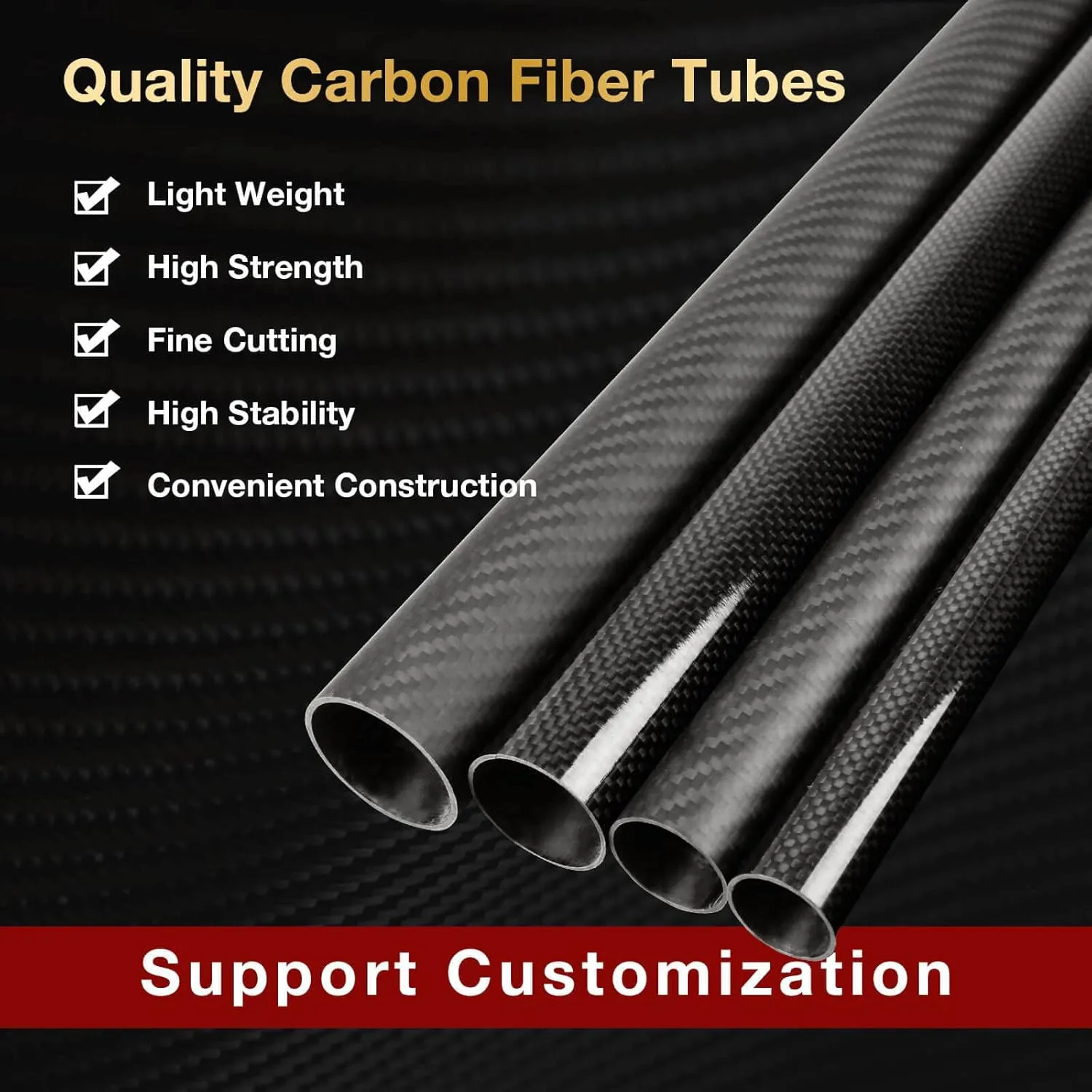 ARRIS 16mm x 14mm x 500mm Carbon Fiber Tubes, High Strength 16MM Hollow Carbon Tube with Matt Surface for RC Plane Multicopters (4PCS)