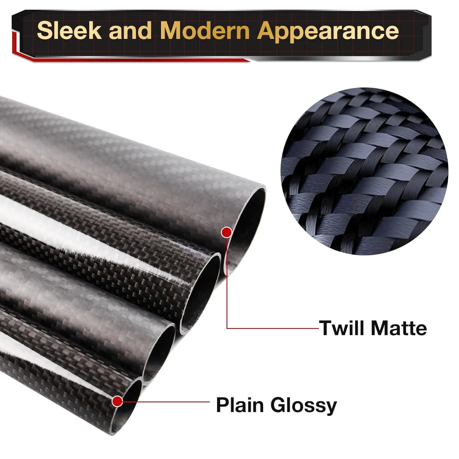 ARRIS 16mm x 14mm x 500mm Carbon Fiber Tubes, High Strength 16MM Hollow Carbon Tube with Matt Surface for RC Plane Multicopters (4PCS)