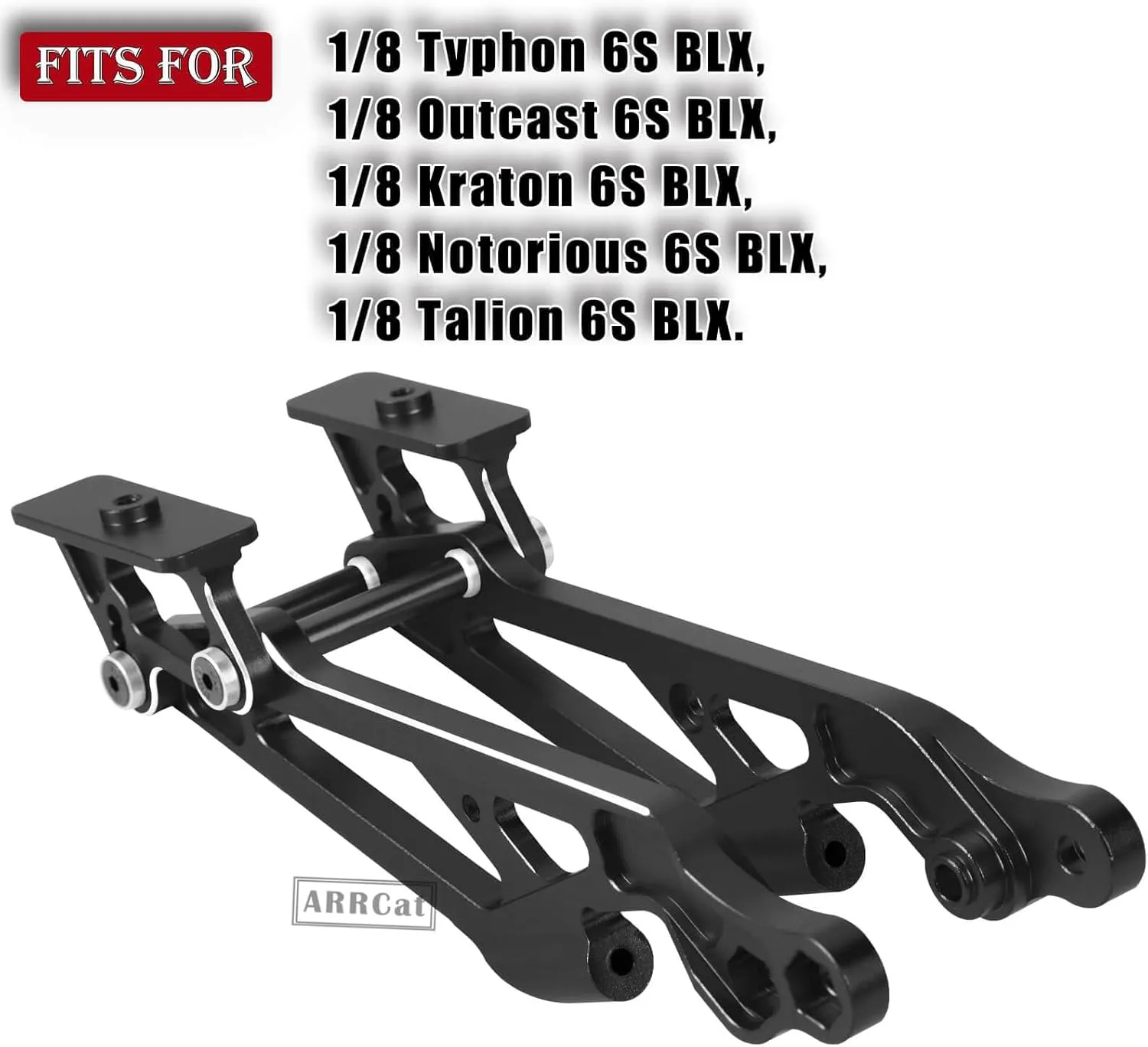 ARRMA Aluminum Wing Mount Upgrades - Compatible with Typhon, Outcast, Kraton, Notorious, Talion, Replaces AR320347 (Black)