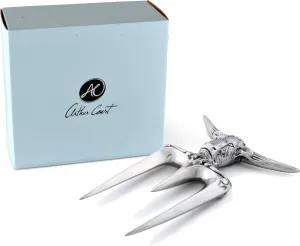 Arthur Court Carving Fork Roast Meat Holder Steer Pattern Cast Aluminum 6 inch Wide x 8 inch Long