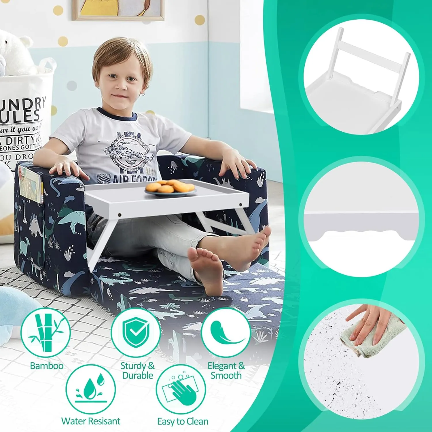 Artmeer Bed Tray Table with Folding Legs,Bamboo Breakfast in Bed for TV Table, Laptop Computer Tray,Eating,Snack Tray White 2 Pack(White)