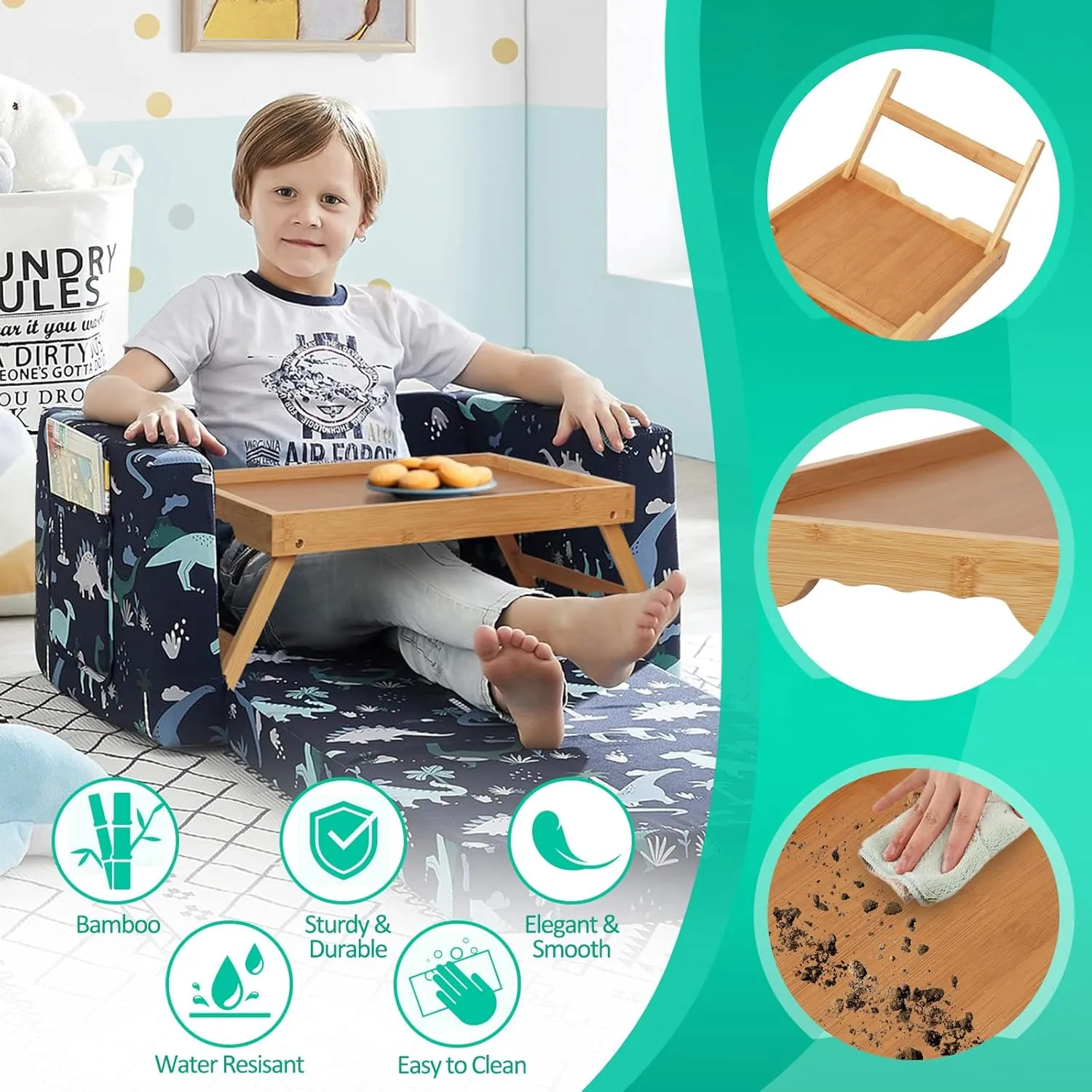 Artmeer Bed Tray Table with Folding Legs,Bamboo Breakfast in Bed for TV Table, Laptop Computer Tray,Eating,Snack Tray(Bamboo) Large Size