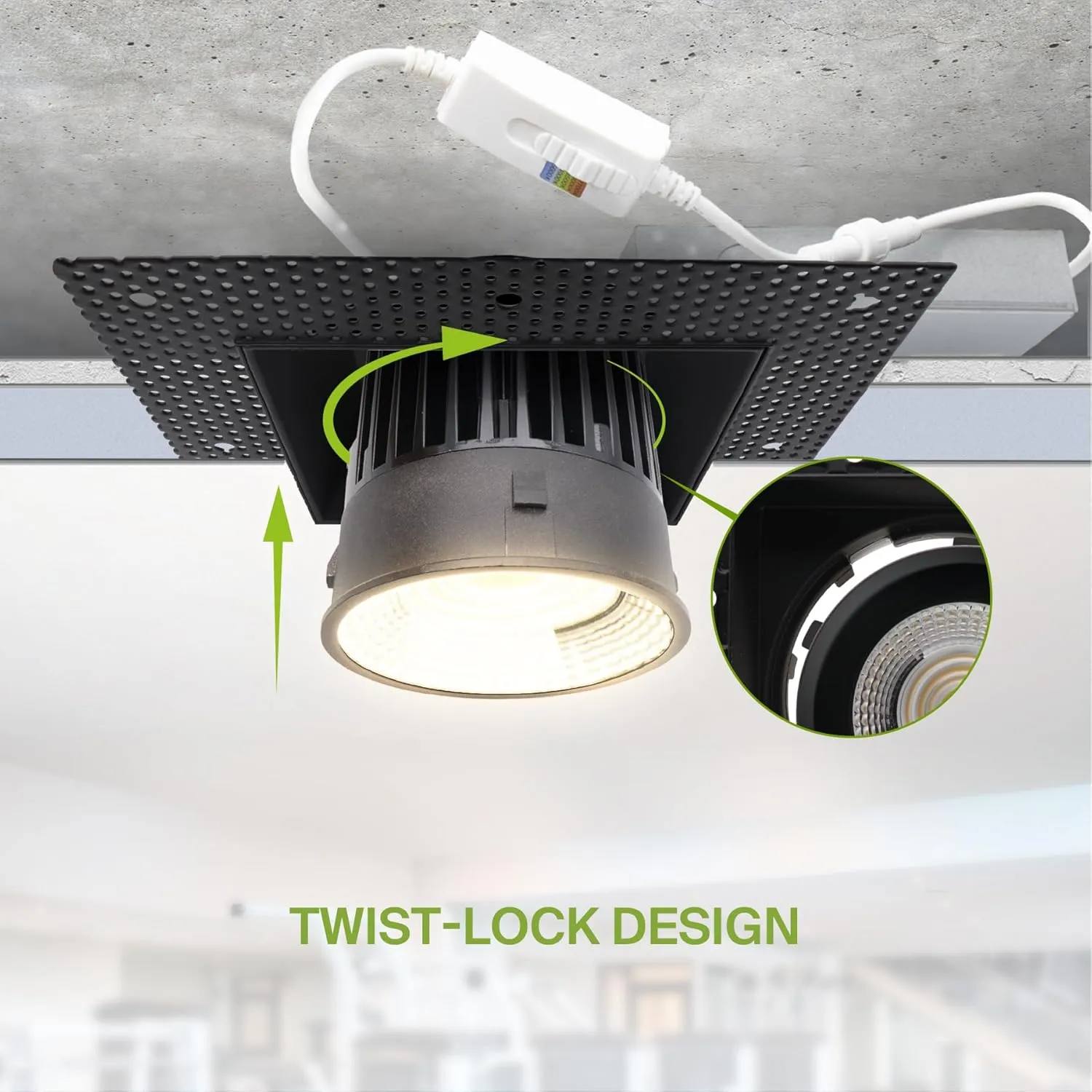 ASD Trimless LED Recessed Lighting 6 Inch, 24W 120V Square Commercial Downlight, Canless Dimmable Lights for Ceiling with J-Box, 5 CCT 2700K-5000K, CRI 90 , IC Rated, ETL, Black, 12 Pack