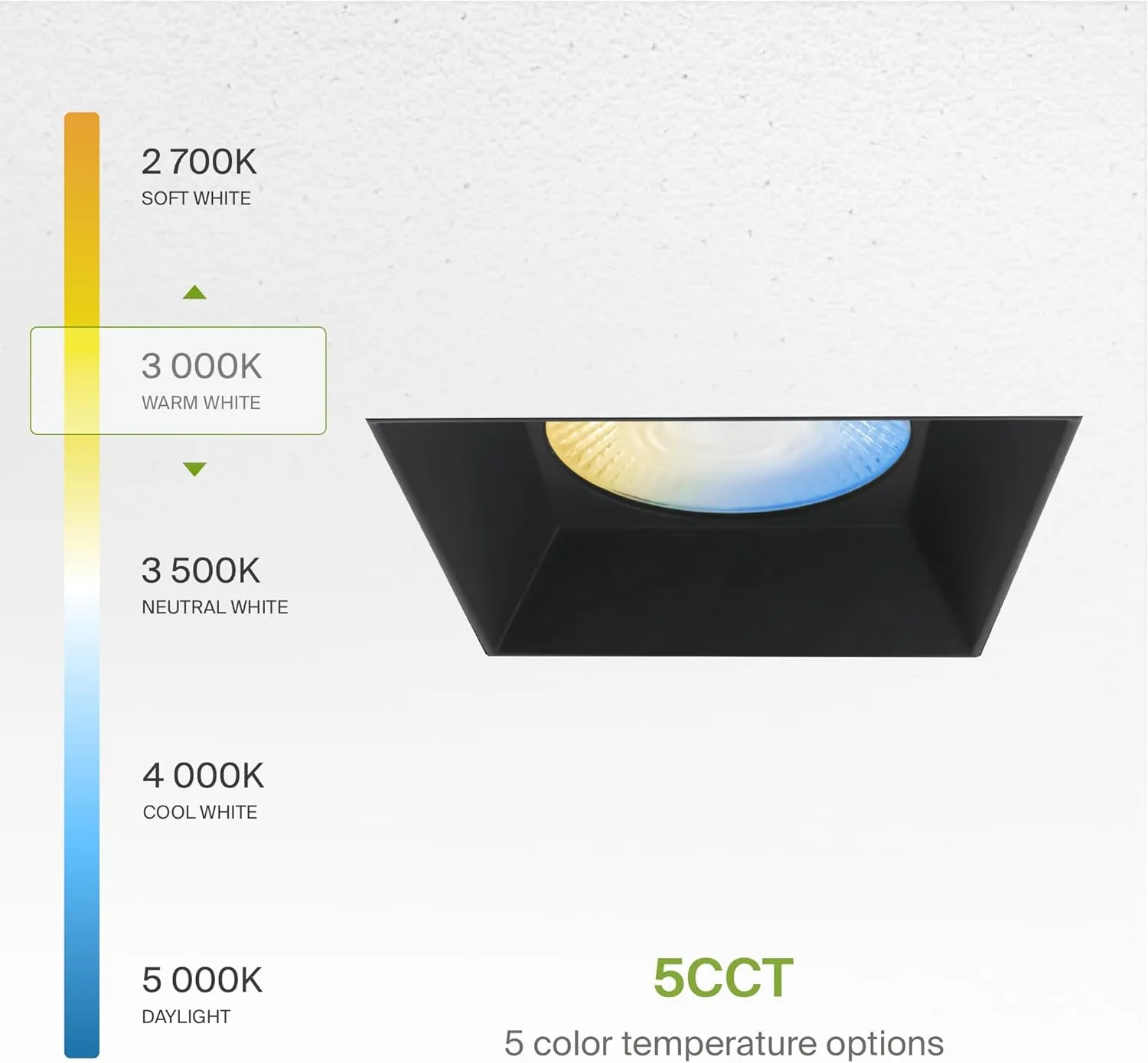 ASD Trimless LED Recessed Lighting 6 Inch, 24W 120V Square Commercial Downlight, Canless Dimmable Lights for Ceiling with J-Box, 5 CCT 2700K-5000K, CRI 90 , IC Rated, ETL, Black, 12 Pack