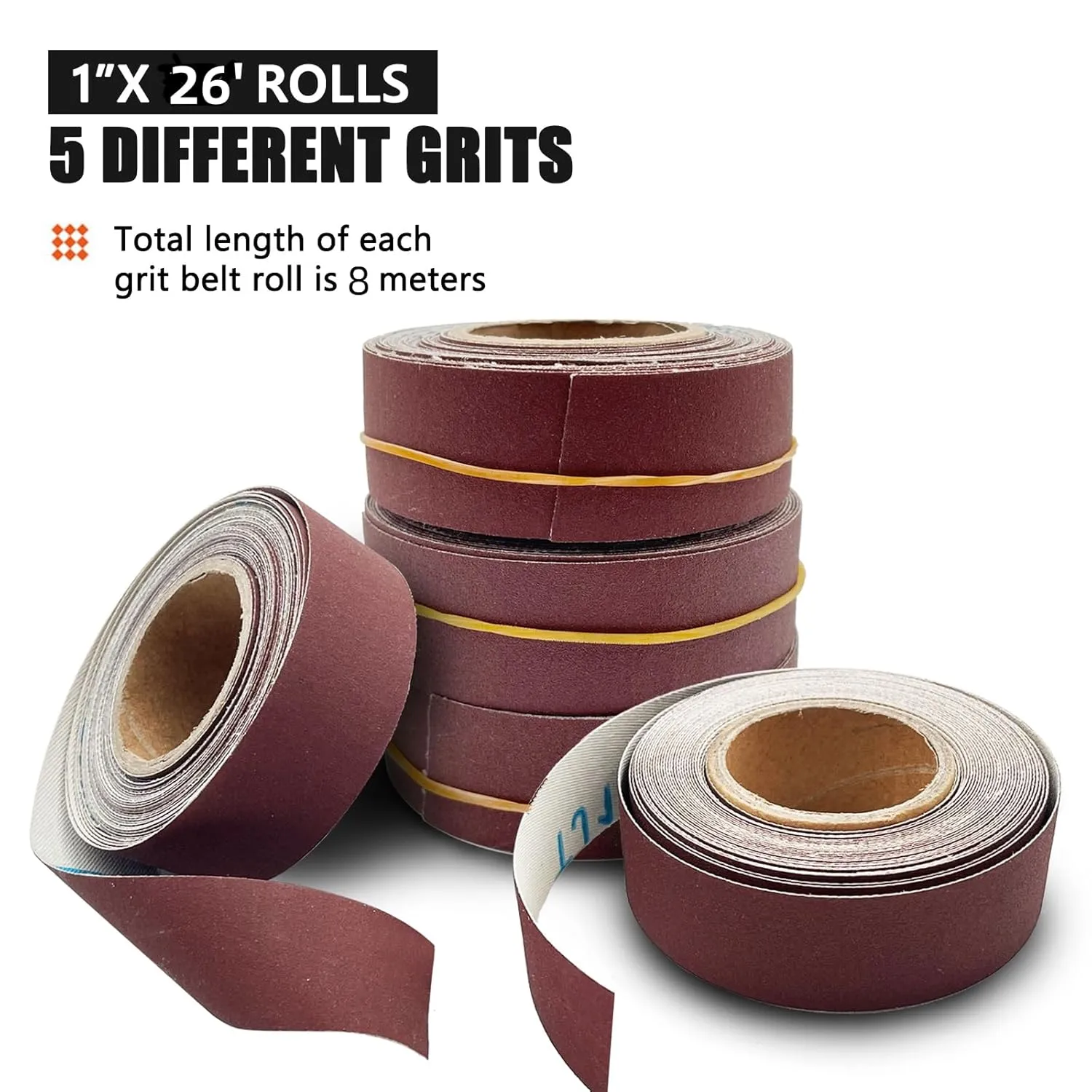Assorted Sandpaper Rolls Emery Cloth Roll 5 Grits Abrasive Sandpaper Rolls Assorted Sand Paper with Dispenser for Woodworking Automotive Metal Polishing, 150 240 320 400 600