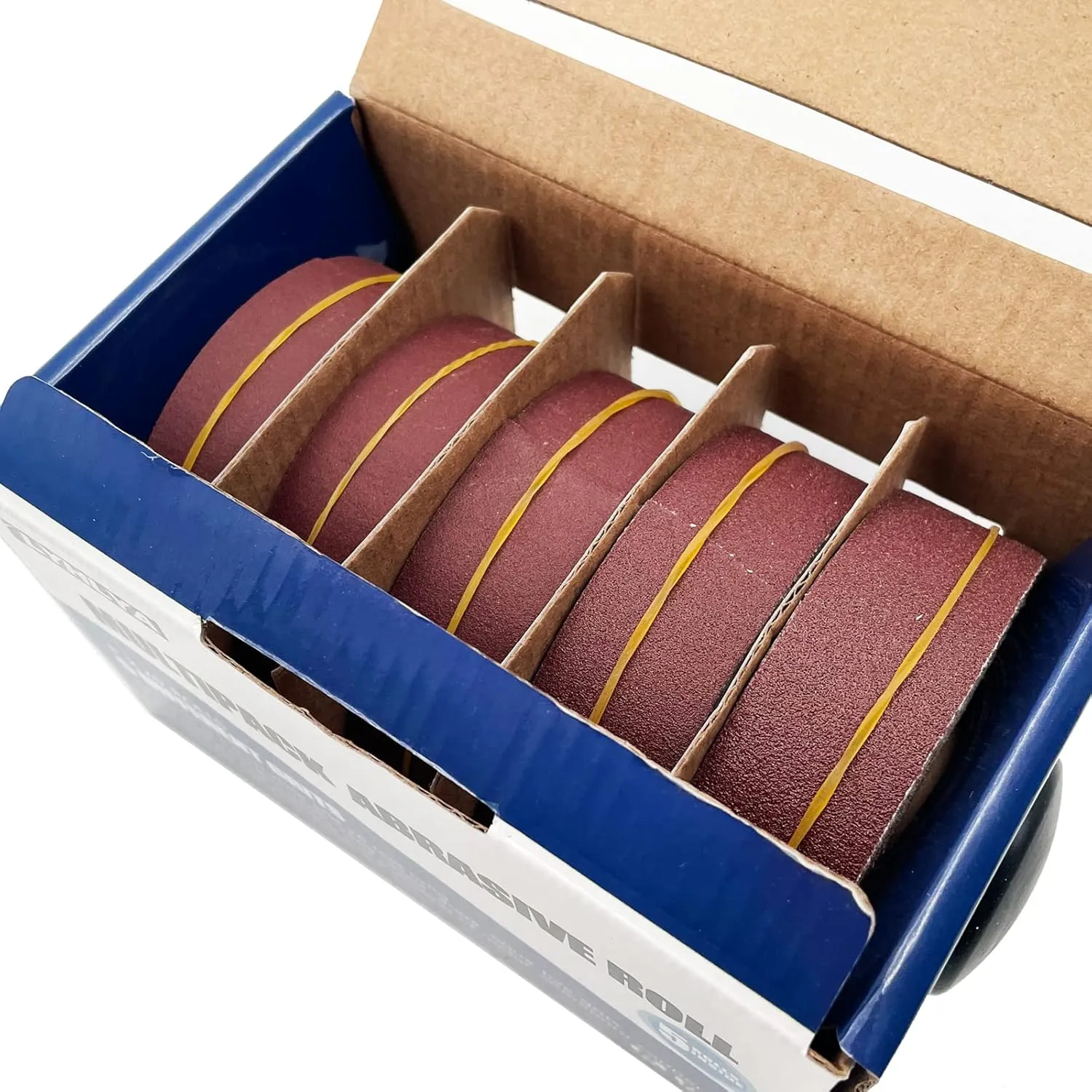 Assorted Sandpaper Rolls Emery Cloth Roll 5 Grits Abrasive Sandpaper Rolls Assorted Sand Paper with Dispenser for Woodworking Automotive Metal Polishing, 150 240 320 400 600
