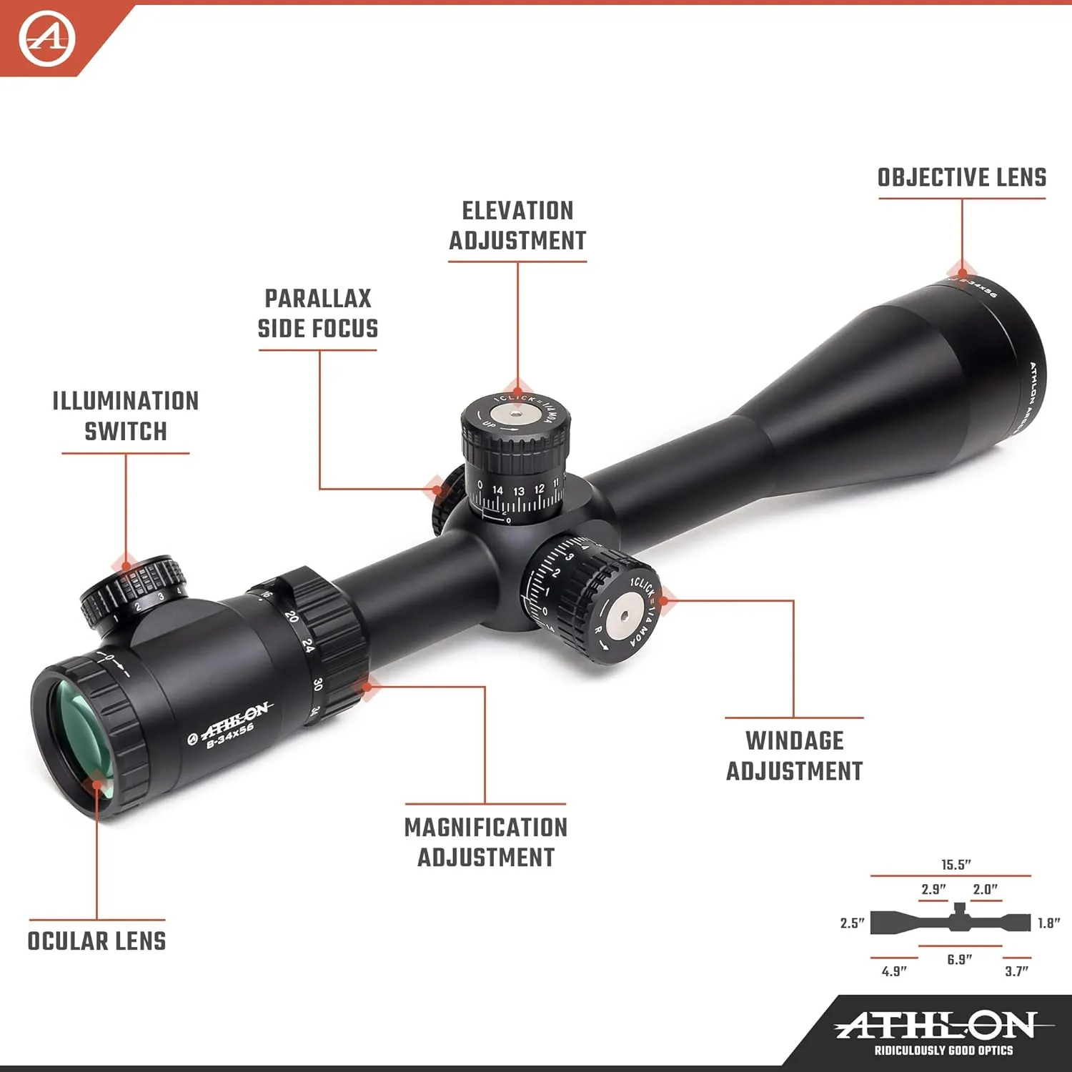 Athlon Optics Argos BTR GEN2 8-34X56 First Focal Plane Riflescopes