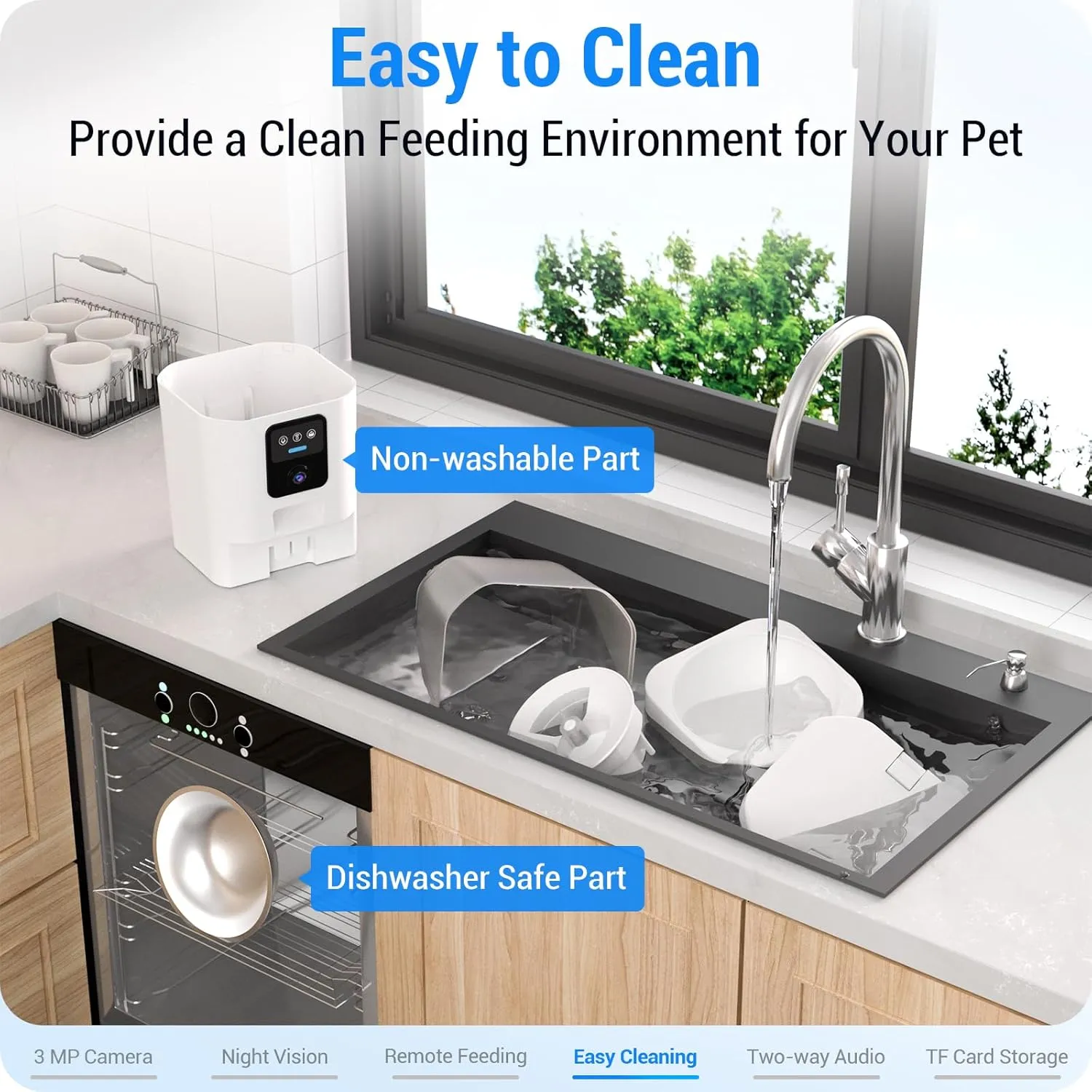 Automatic Cat Feeder with 2K Camera: 5G WiFi Automatic Dog Feeder with Night Vision, Auto Cat Food Dispenser with 7L Large Pet Food Storage Container for Multiple Pet,Detachable for Easy Clean -29 Cup