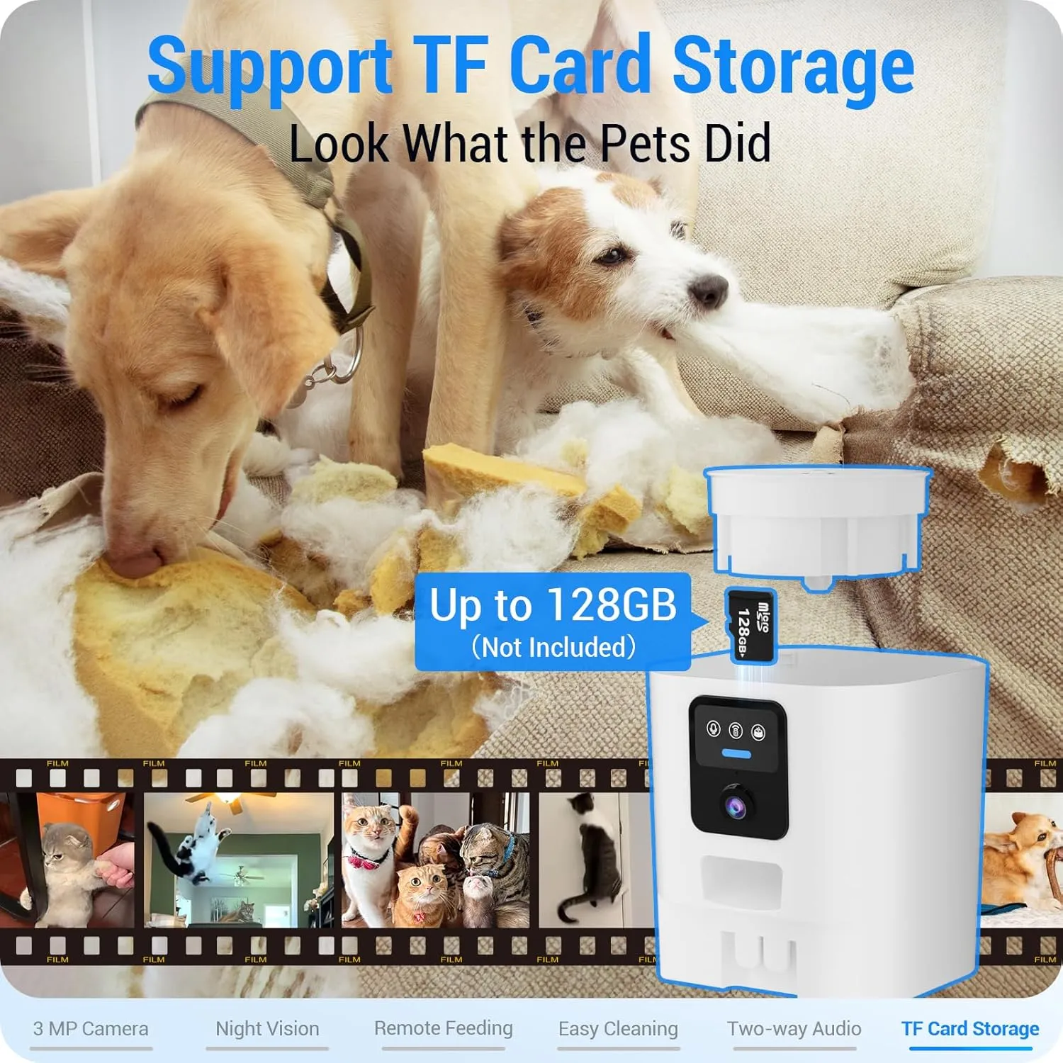 Automatic Cat Feeder with 2K Camera: 5G WiFi Automatic Dog Feeder with Night Vision, Auto Cat Food Dispenser with 7L Large Pet Food Storage Container for Multiple Pet,Detachable for Easy Clean -29 Cup