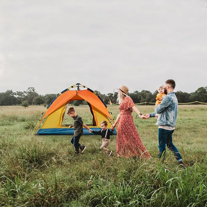 Automatic Tent Outdoor 3-4 Person Camping tent Double-layer Portable Backpacking for Sun Shelter