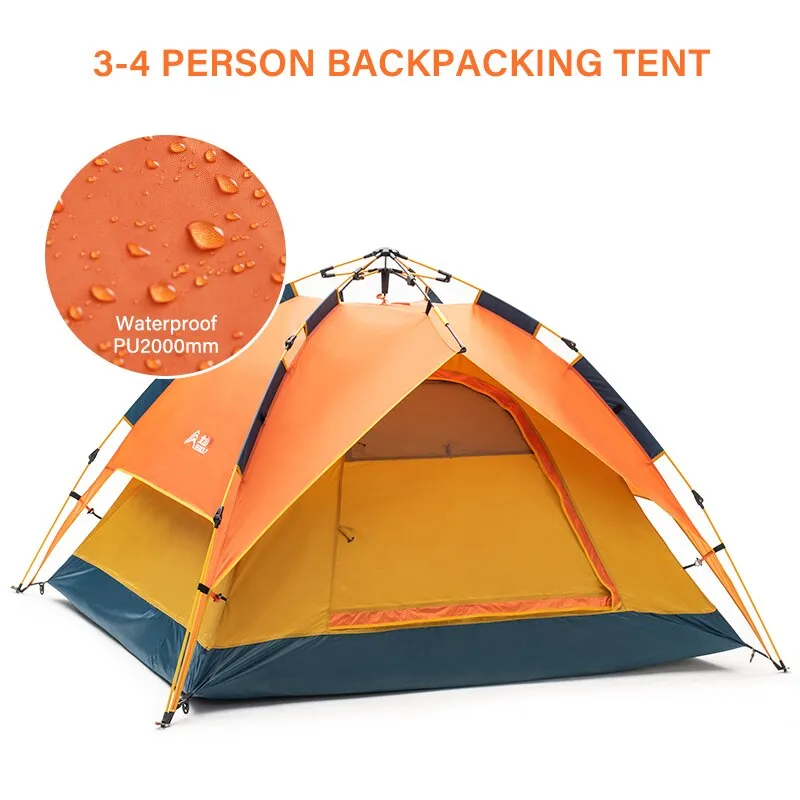 Automatic Tent Outdoor 3-4 Person Camping tent Double-layer Portable Backpacking for Sun Shelter