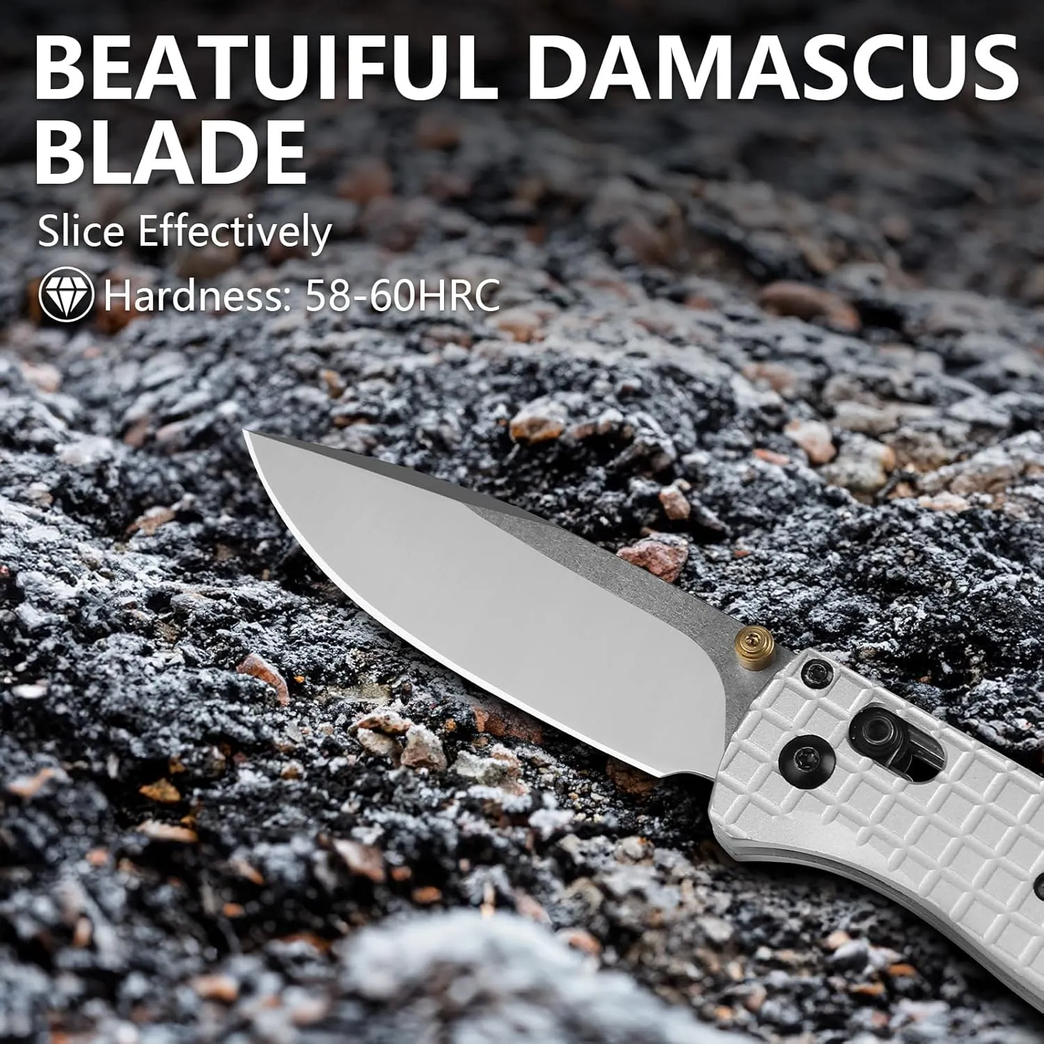 Axis Lock Folding Knife D2 Steel Blade Axis Lock Knifes Silver Aluminum Handle 3 Inch Folding Knife With Clip EDC Pocket Knife For Outdoor,Camping, Hunting(silver white)
