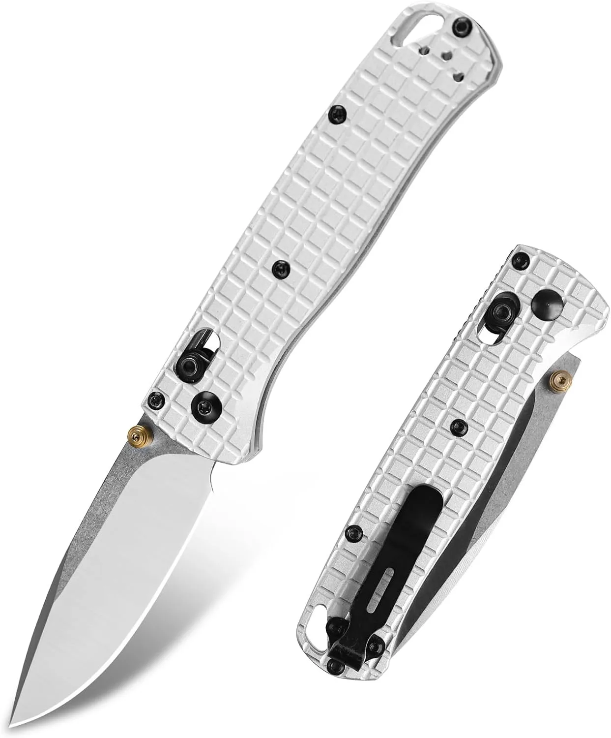 Axis Lock Folding Knife D2 Steel Blade Axis Lock Knifes Silver Aluminum Handle 3 Inch Folding Knife With Clip EDC Pocket Knife For Outdoor,Camping, Hunting(silver white)